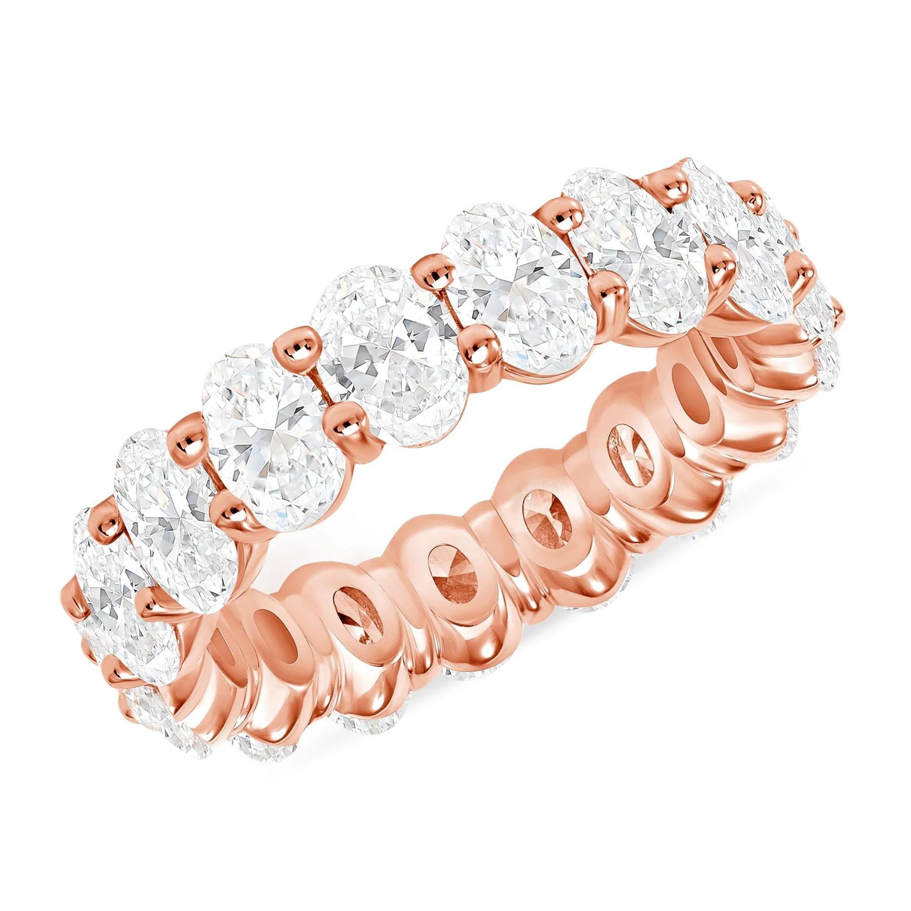 For Sale:  Oval Cut Diamond 14K Gold Eternity Band Ring 9