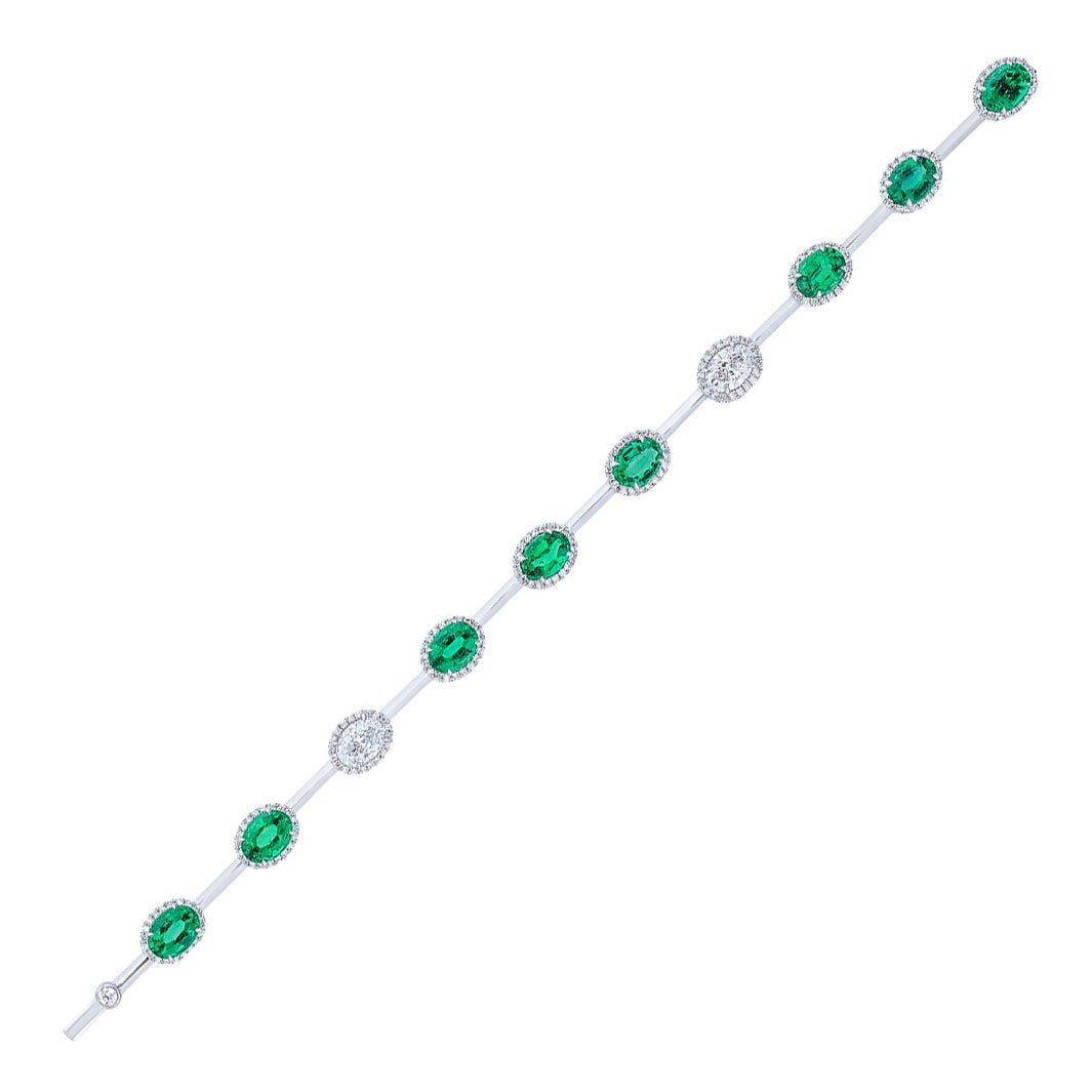 Bracciale con smeraldo e diamante ovale