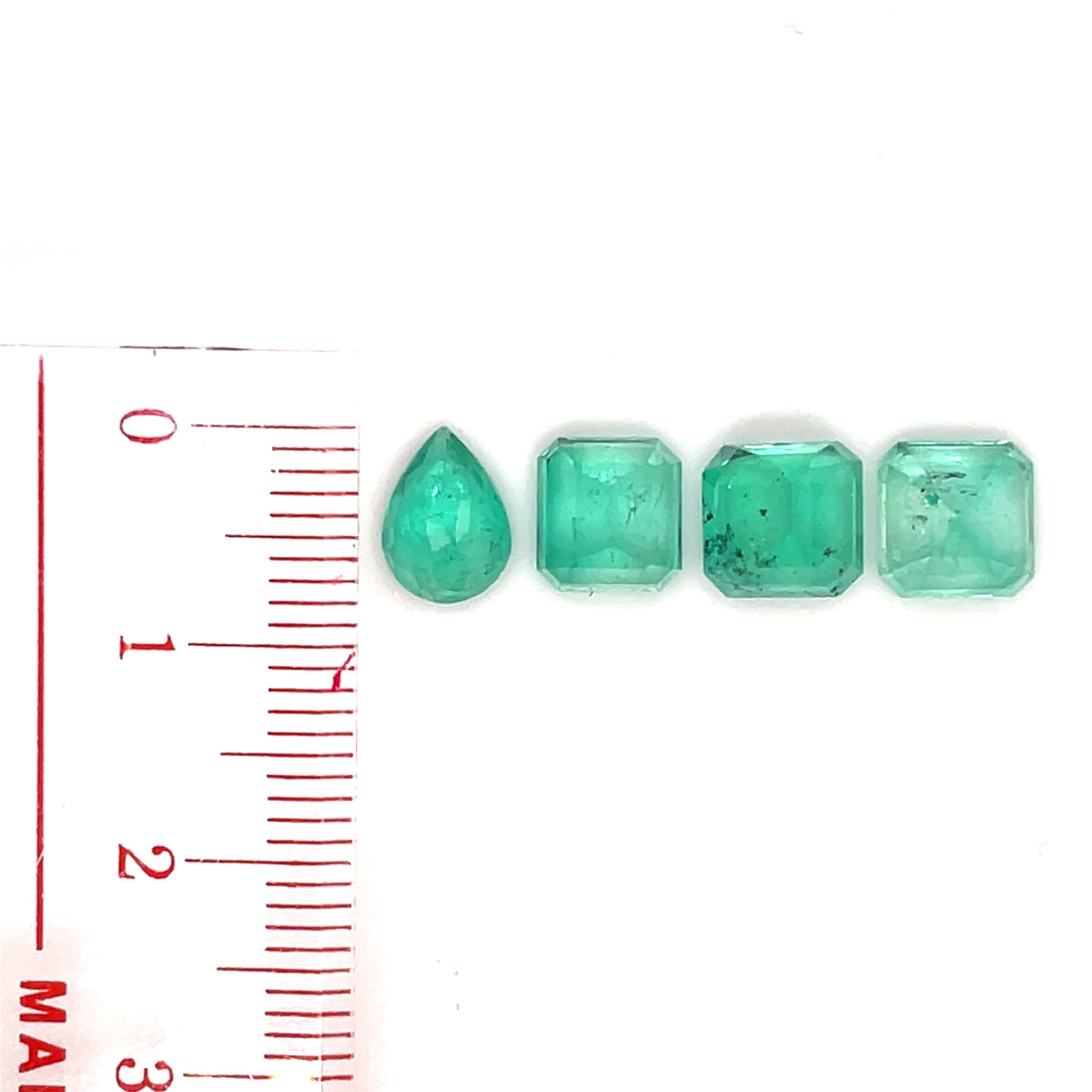 Emerald and Pear-Shaped Emeralds Cts 7.14 For Sale 5