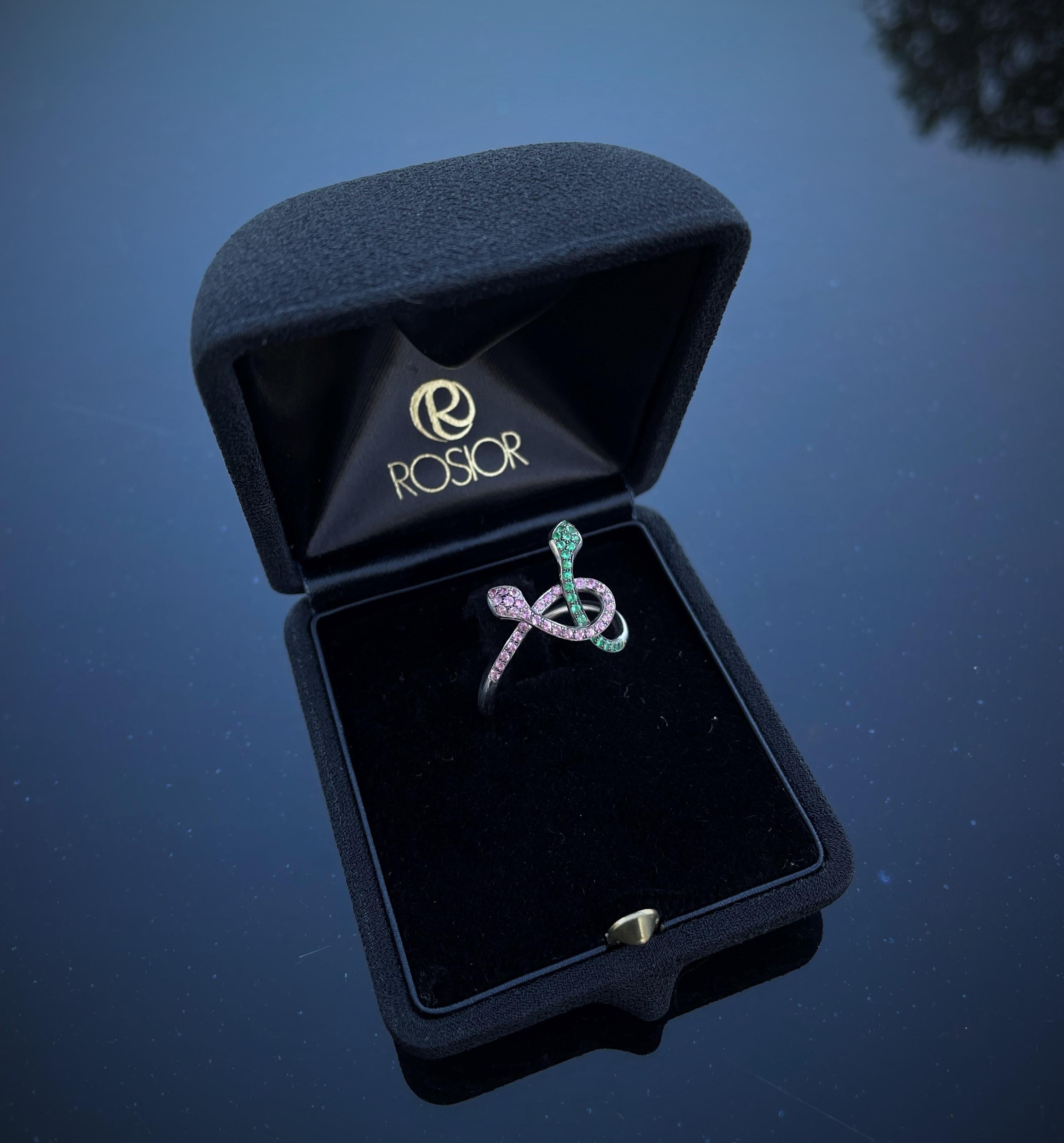 Women's or Men's Rosior Emerald and Pink Sapphire 