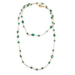 Emerald and Rose-Cut Diamond Necklace