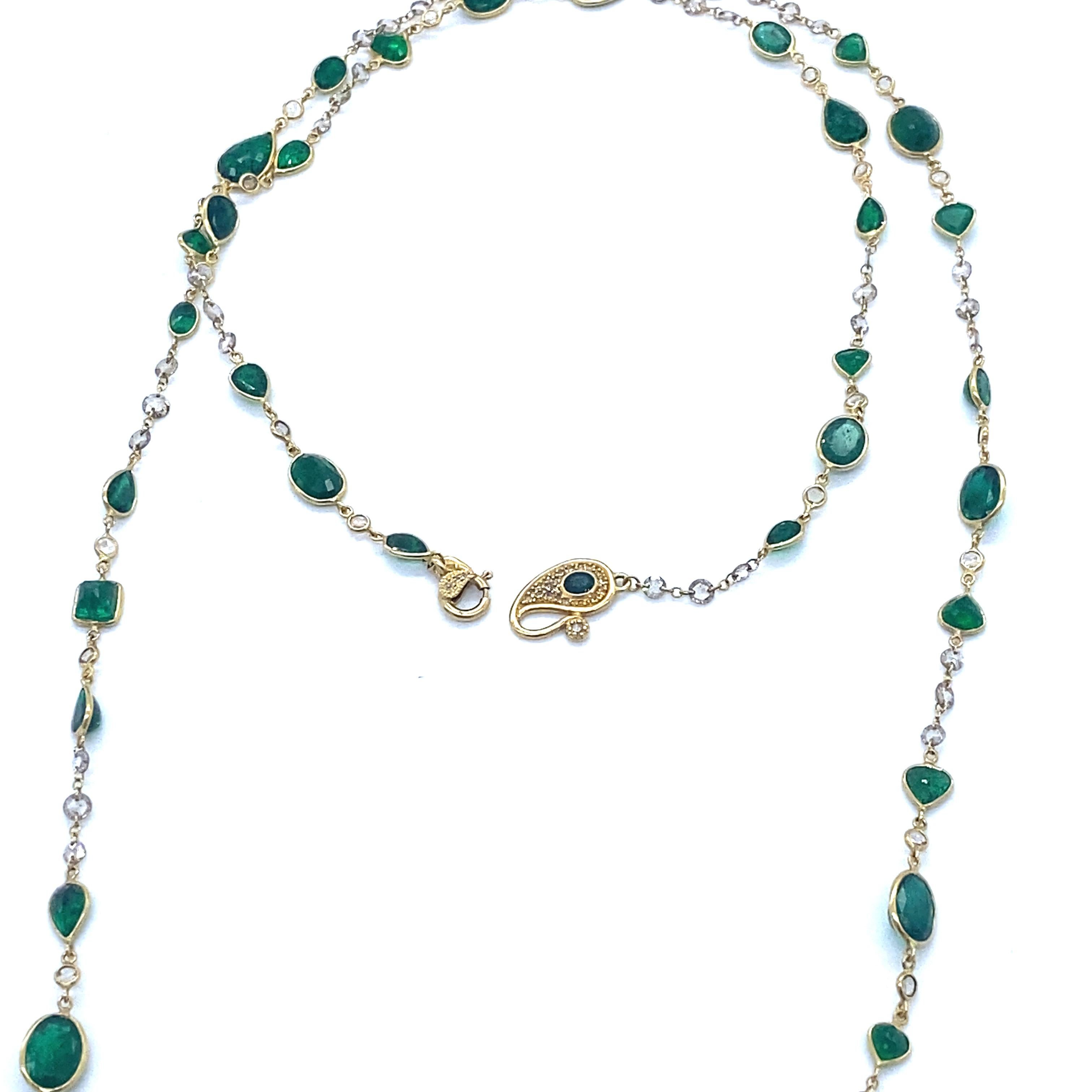 Emerald and Rose-Cut Diamond Necklace 1