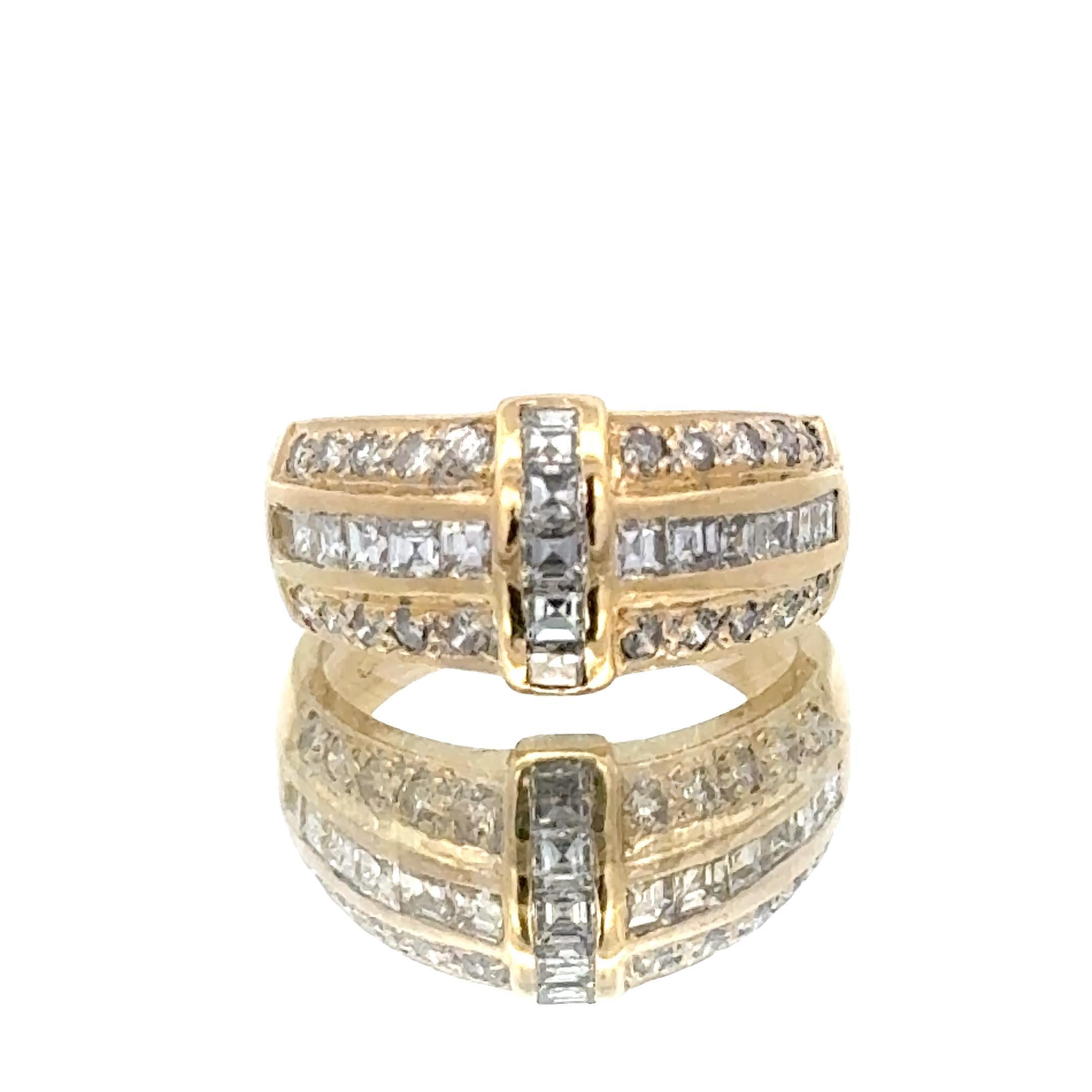 Esmeralda y diamante redondo talla brillante 18KYG Anillo de Aniversario de Boda Moderno