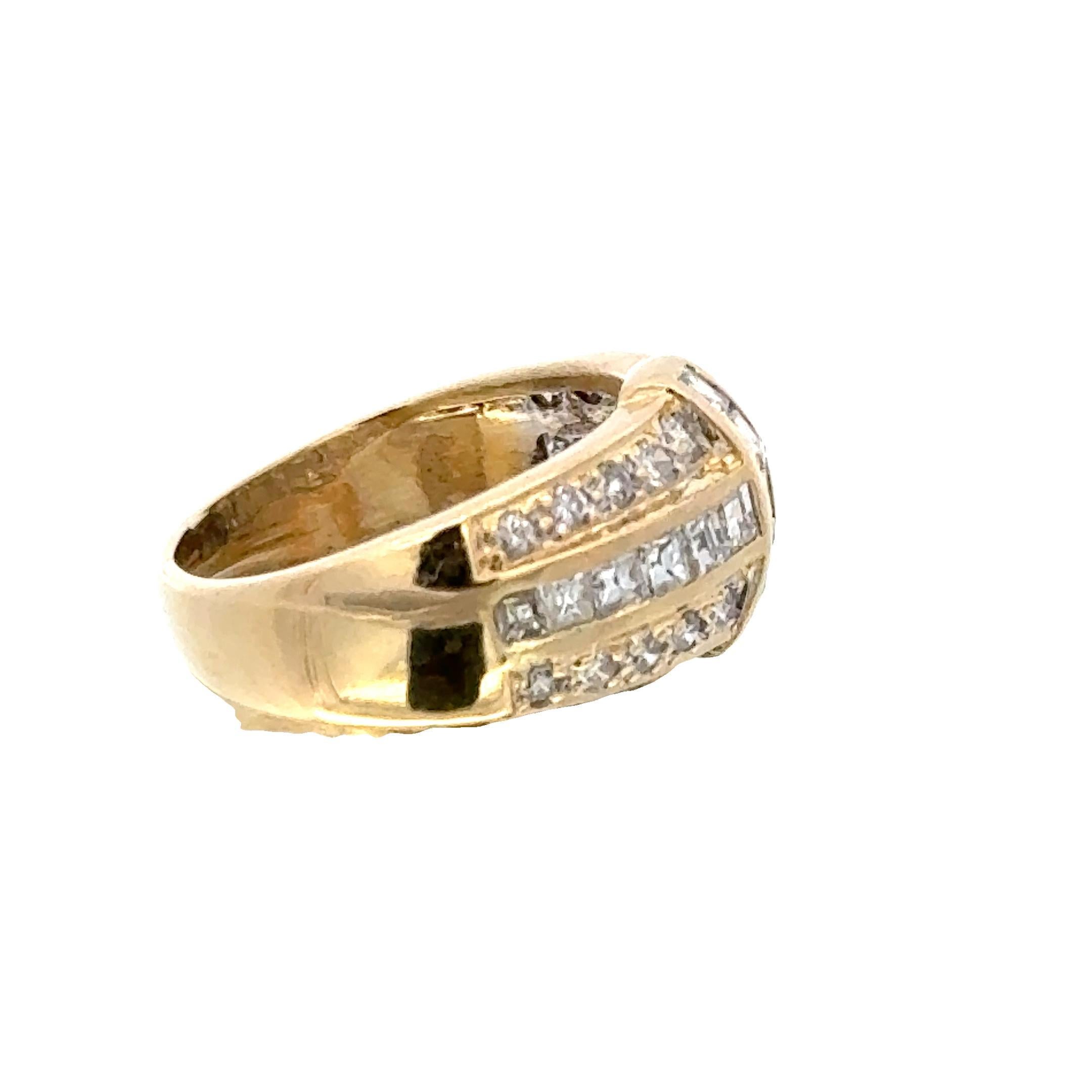 Esmeralda y diamante redondo talla brillante 18KYG Anillo de Aniversario de Boda 2