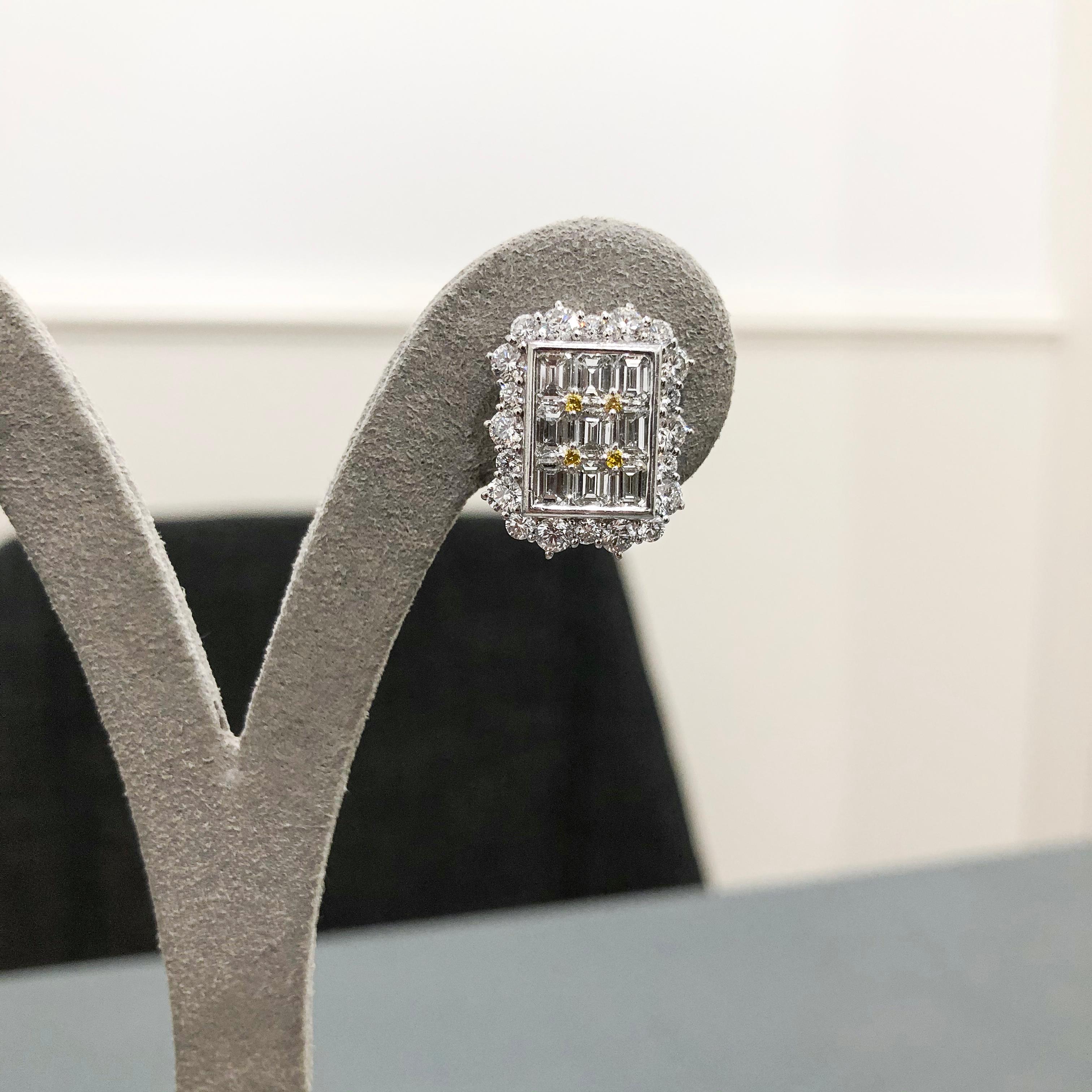 Roman Malakov Illusion-Cluster-Ohrclips mit 5,20 Karat Diamanten im Mischschliff im Angebot 1