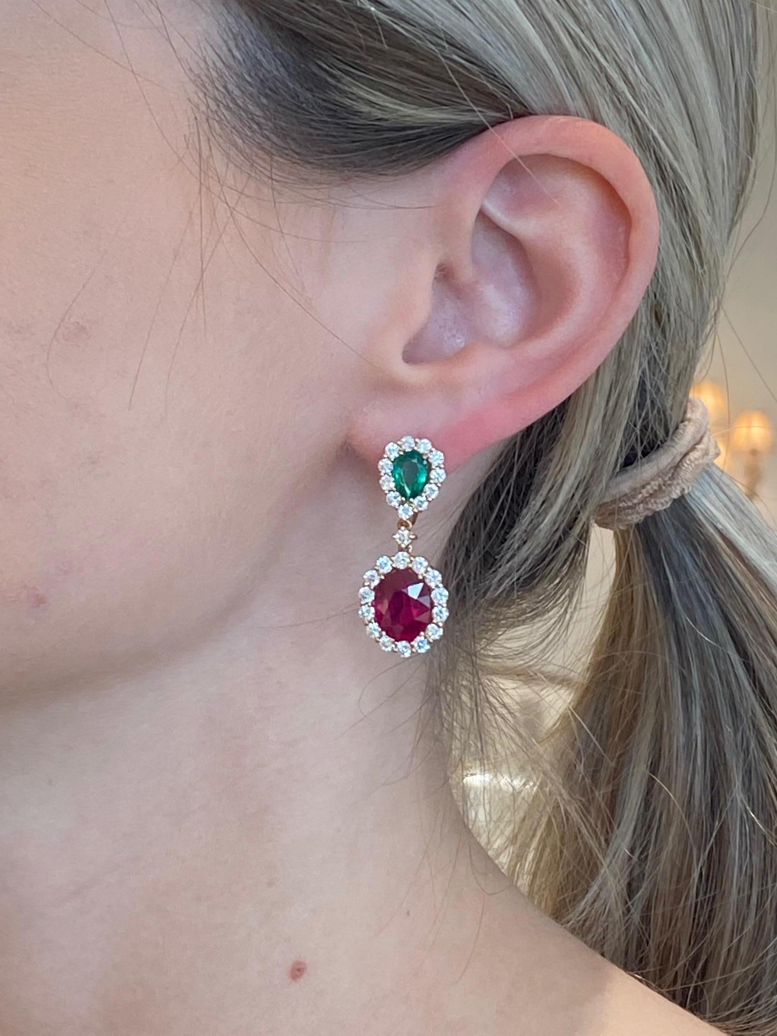 emerald and rose gold earrings