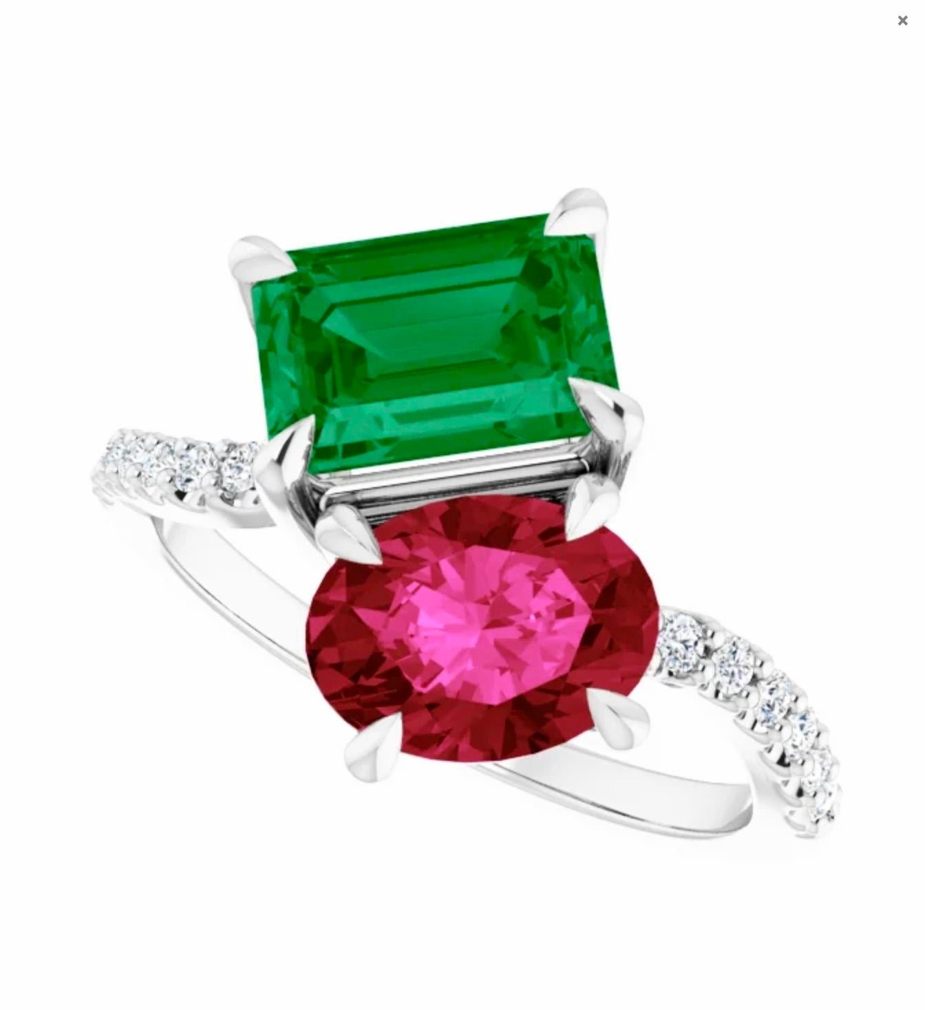 Art Deco Emerald and Ruby Engagement Bypass 