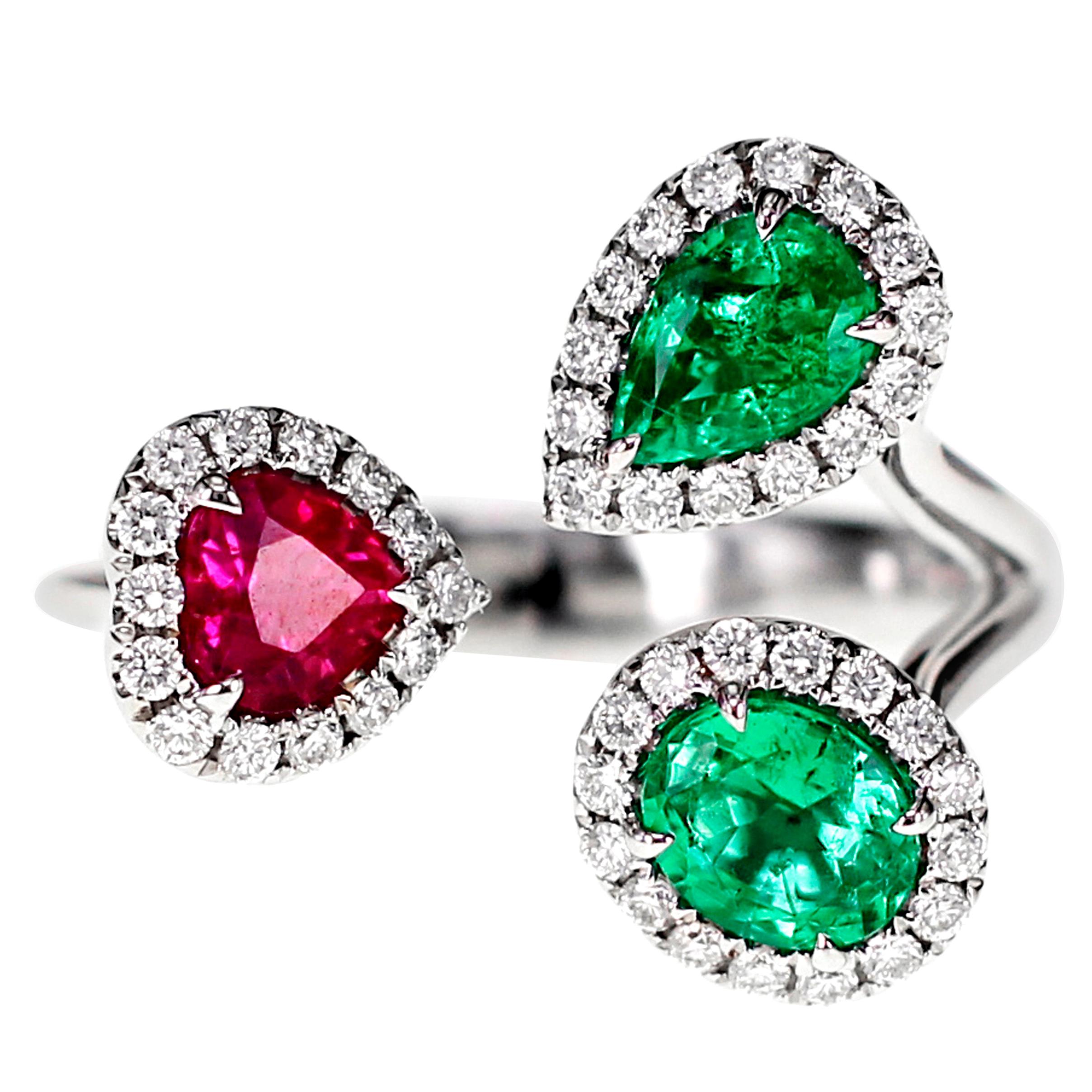 Emerald and Ruby Petite Ring