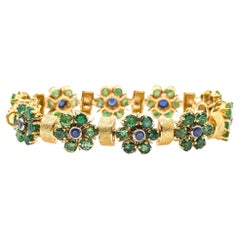 Emerald and Sapphire 18k Yellow Gold Bracelet