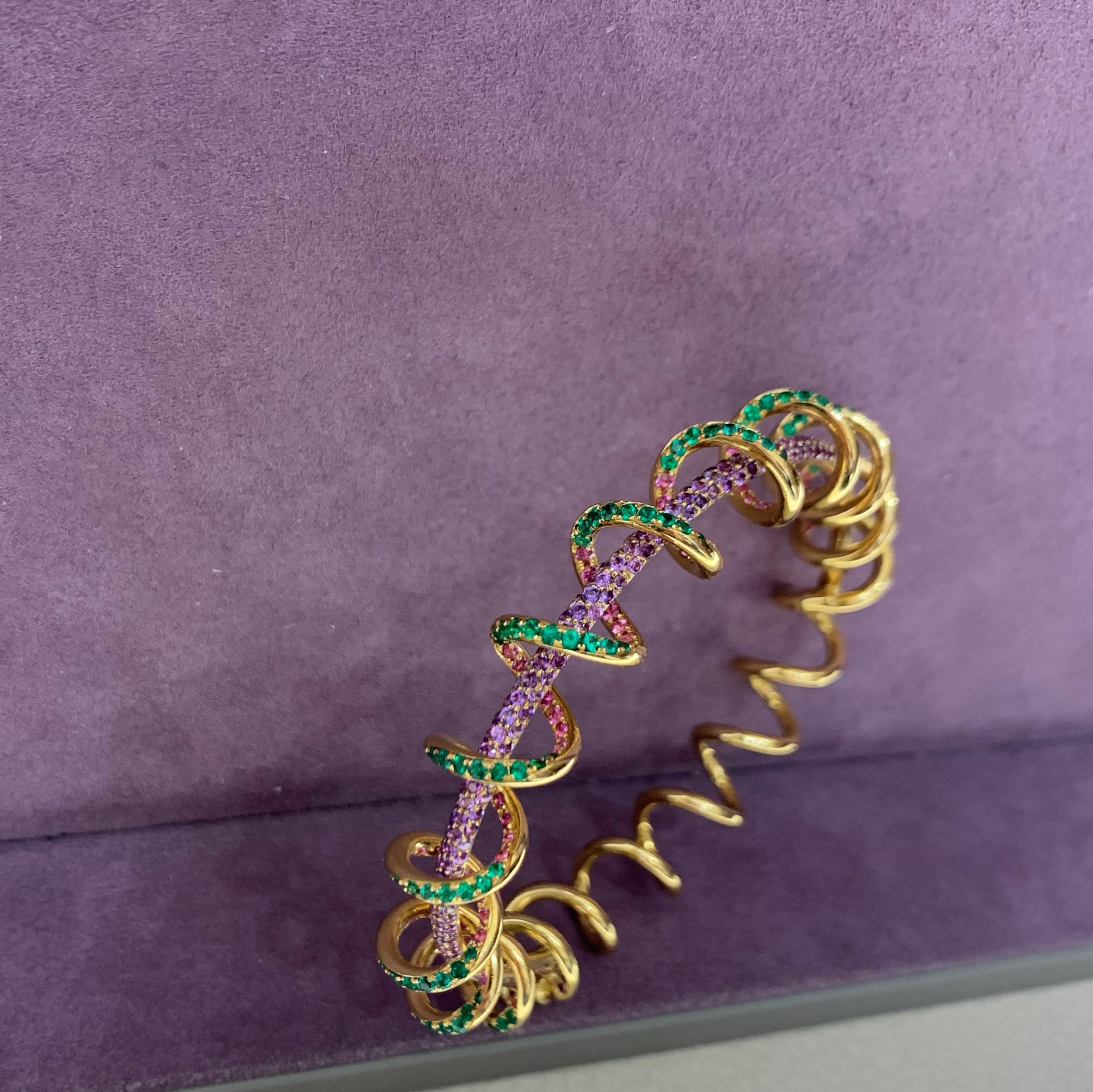 Contemporary Rosior Emerald and Sapphire Yellow Gold 