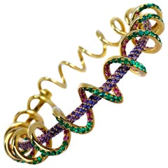 Rosior Emerald and Sapphire Yellow Gold "Spring" Bracelet
