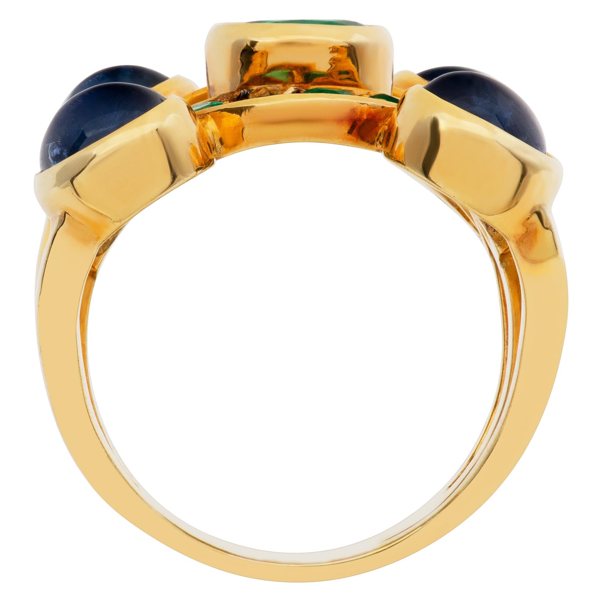 Ring mit Smaragd und Saphir aus 18 Karat Gelbgold Damen
