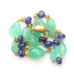 Smaragd und Tansanit Perlenkette von Rosaria Varra in 18 Karat