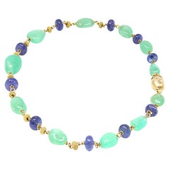 Emerald and Tanzanite Bead Necklace by Rosaria Varra in 18 Karat