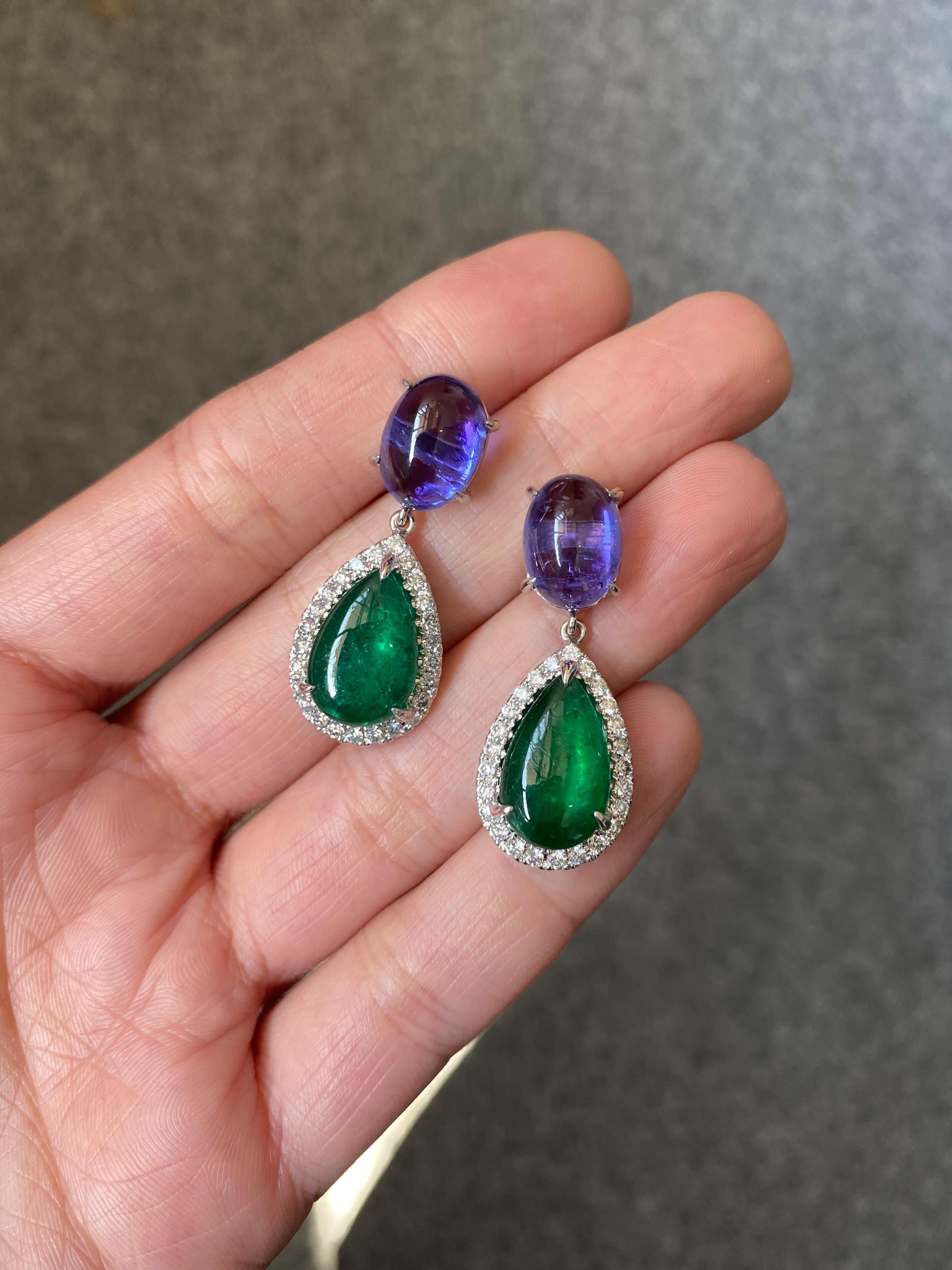 Smaragd- und Tansanit-Ohrringe (Moderne) im Angebot