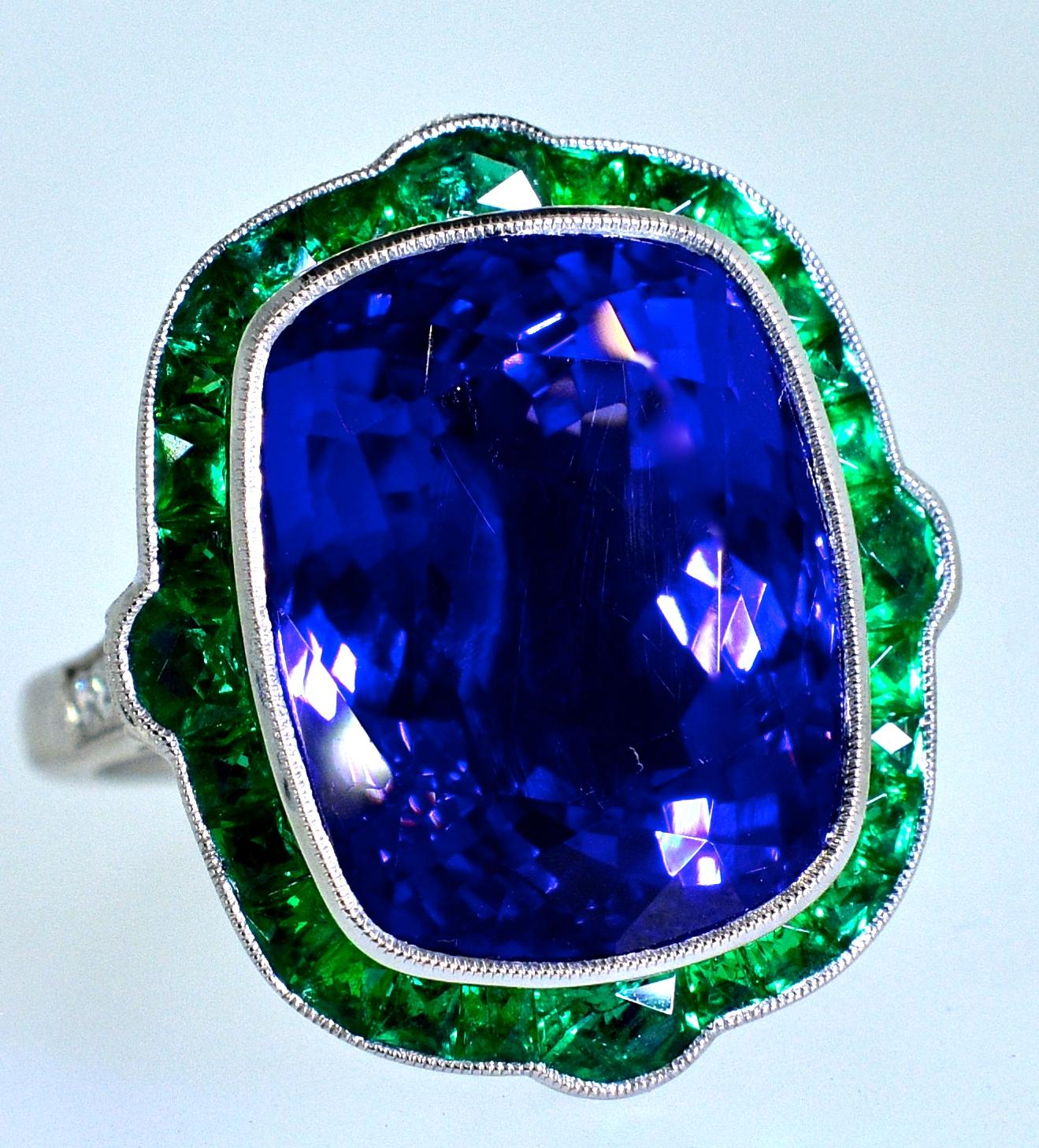 emerald and tanzanite ring