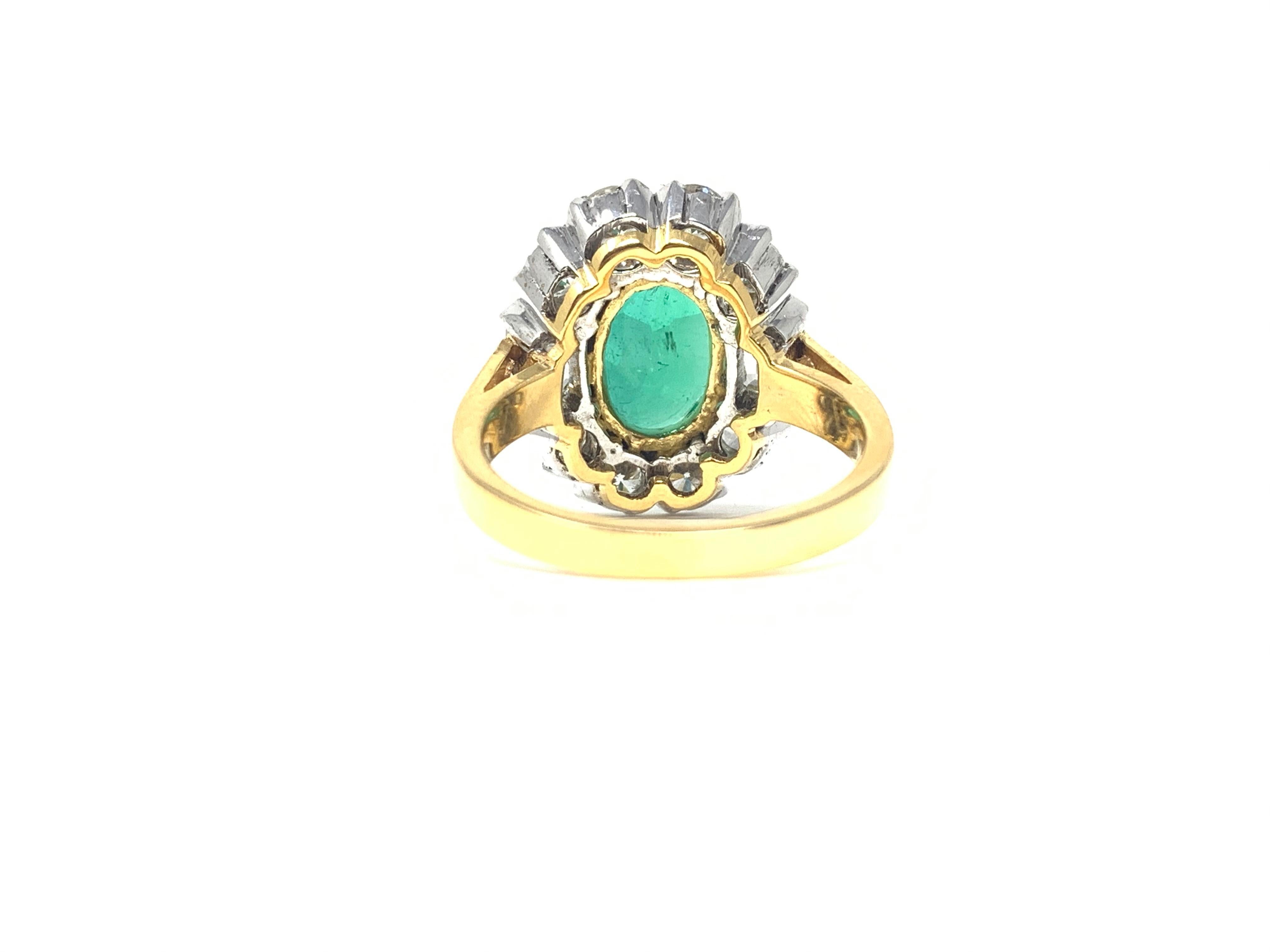 Emerald and White Diamond Engagement Ring in 18 Karat Yellow Gold In New Condition In New York, NY