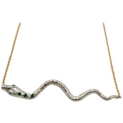 Emerald Aquamarine Snake Necklace Choker Necklace Chain Link J Dauphin