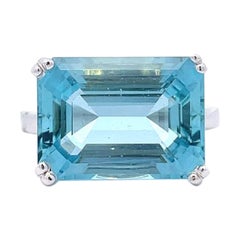 Smeraldo Acquamarina 10,18 CT Anello fashion in oro bianco 14K