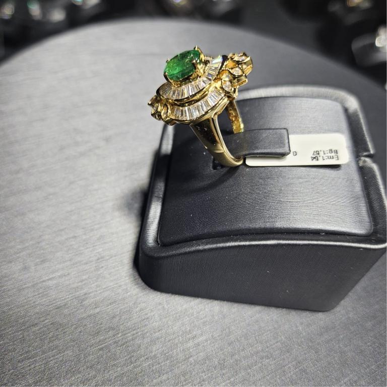 Mixed Cut Emerald Artdeco Ring For Sale