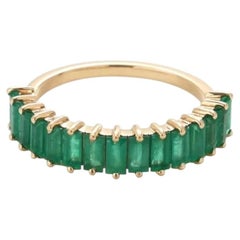 Emerald Baguette 14K (18K Custom) Gold Half Eternity Band Ring