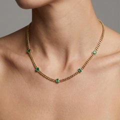 Emerald Baguette 14K (or 18k upon request) Yellow Gold Chain Necklace