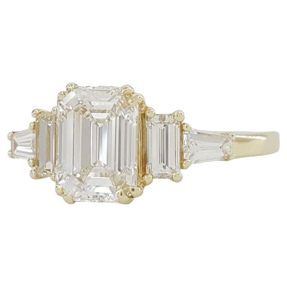 14K Yellow Gold Solitaire Emerald Cut Diamond Engagement Ring at ...