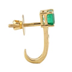 Emerald Diamond 18 Karat Gold Stud Earrings