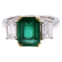Emerald Baguette Diamond Engagement Ring