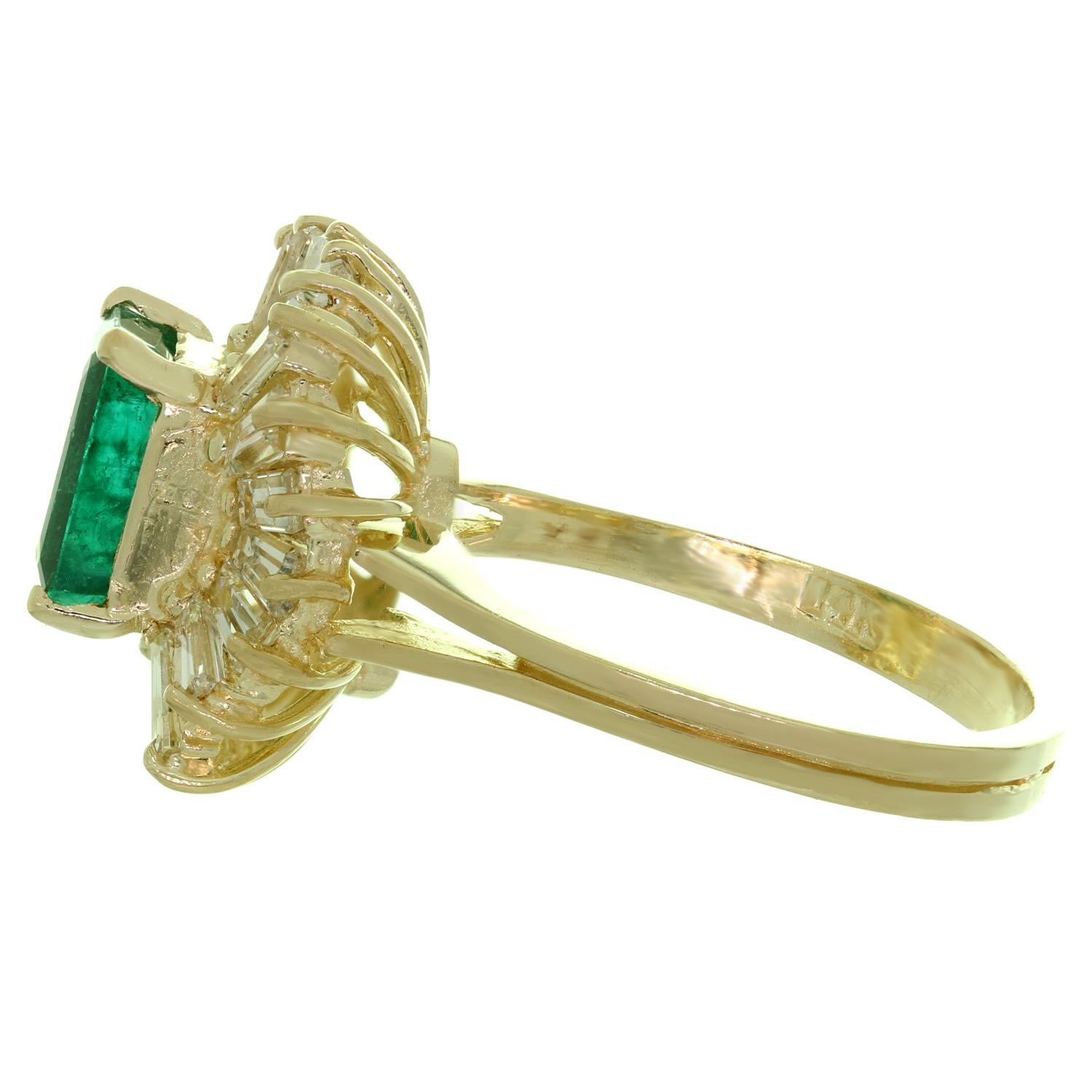 emerald baguette gold ring