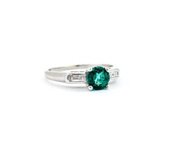 Emerald & Baguette Diamonds Ring in Platinum