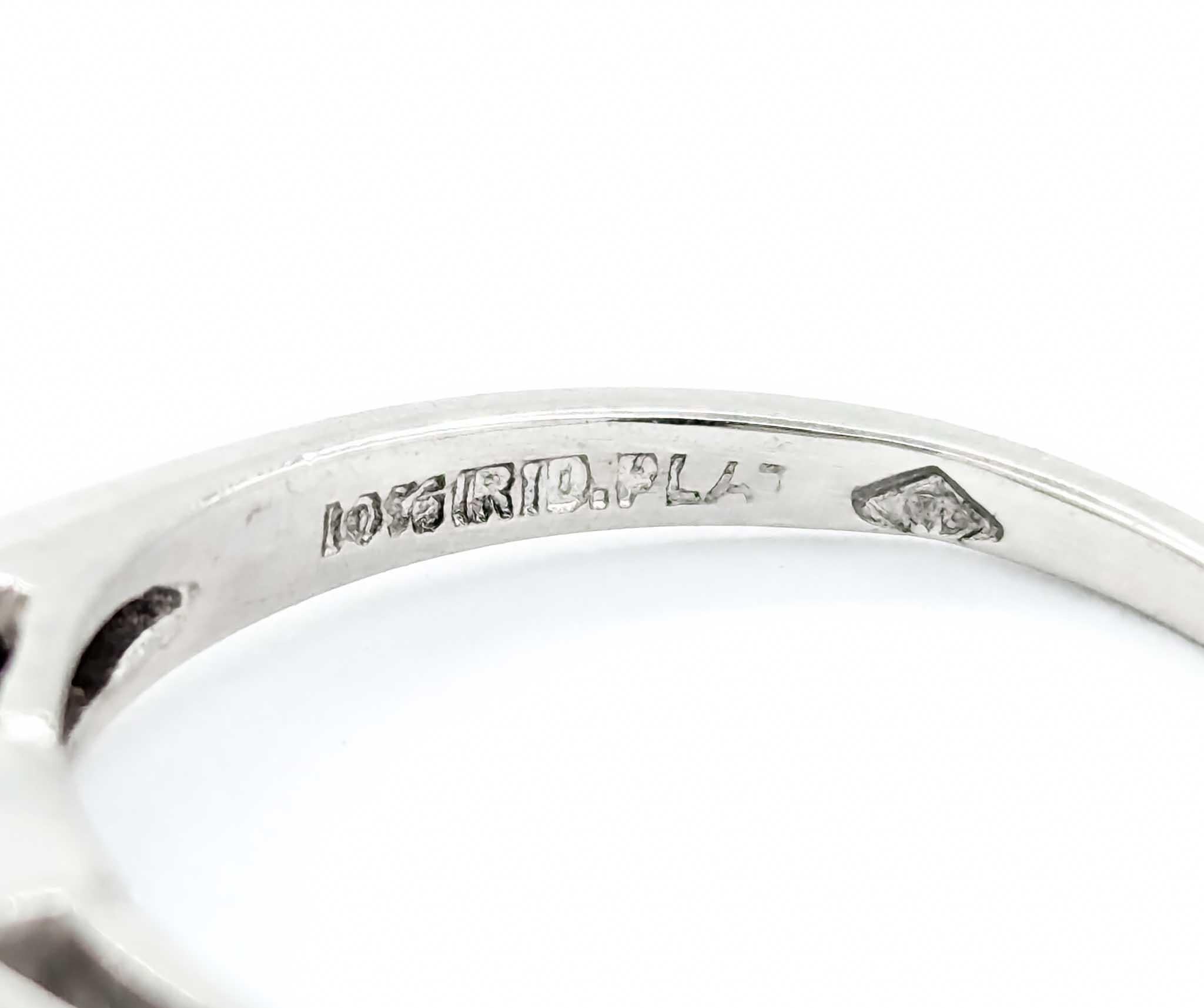 Emerald & Baguette Diamonds Ring in Platinum In Excellent Condition For Sale In Bloomington, MN