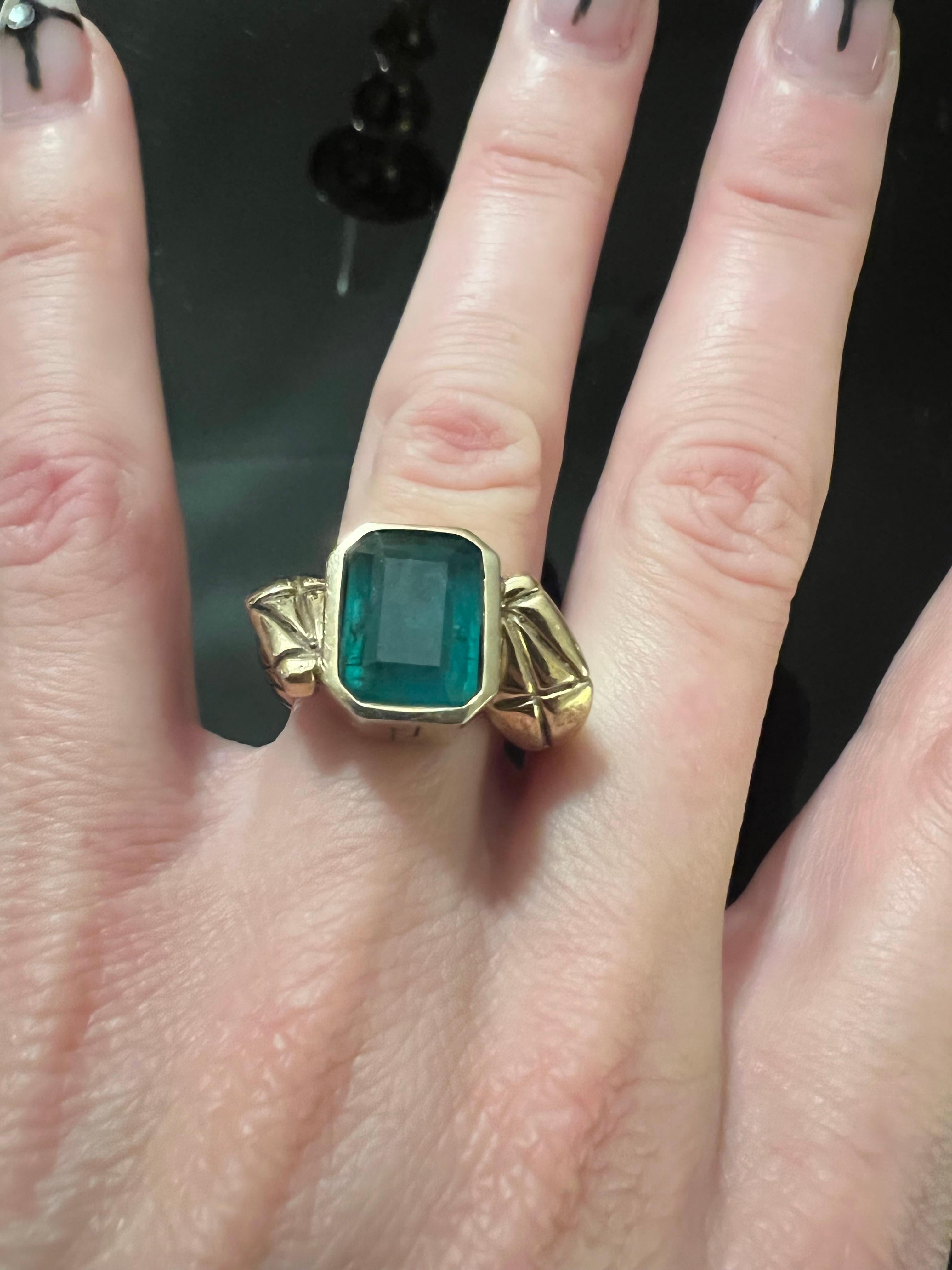 Smaragd Baguette Schlangenring Gold im Angebot 4