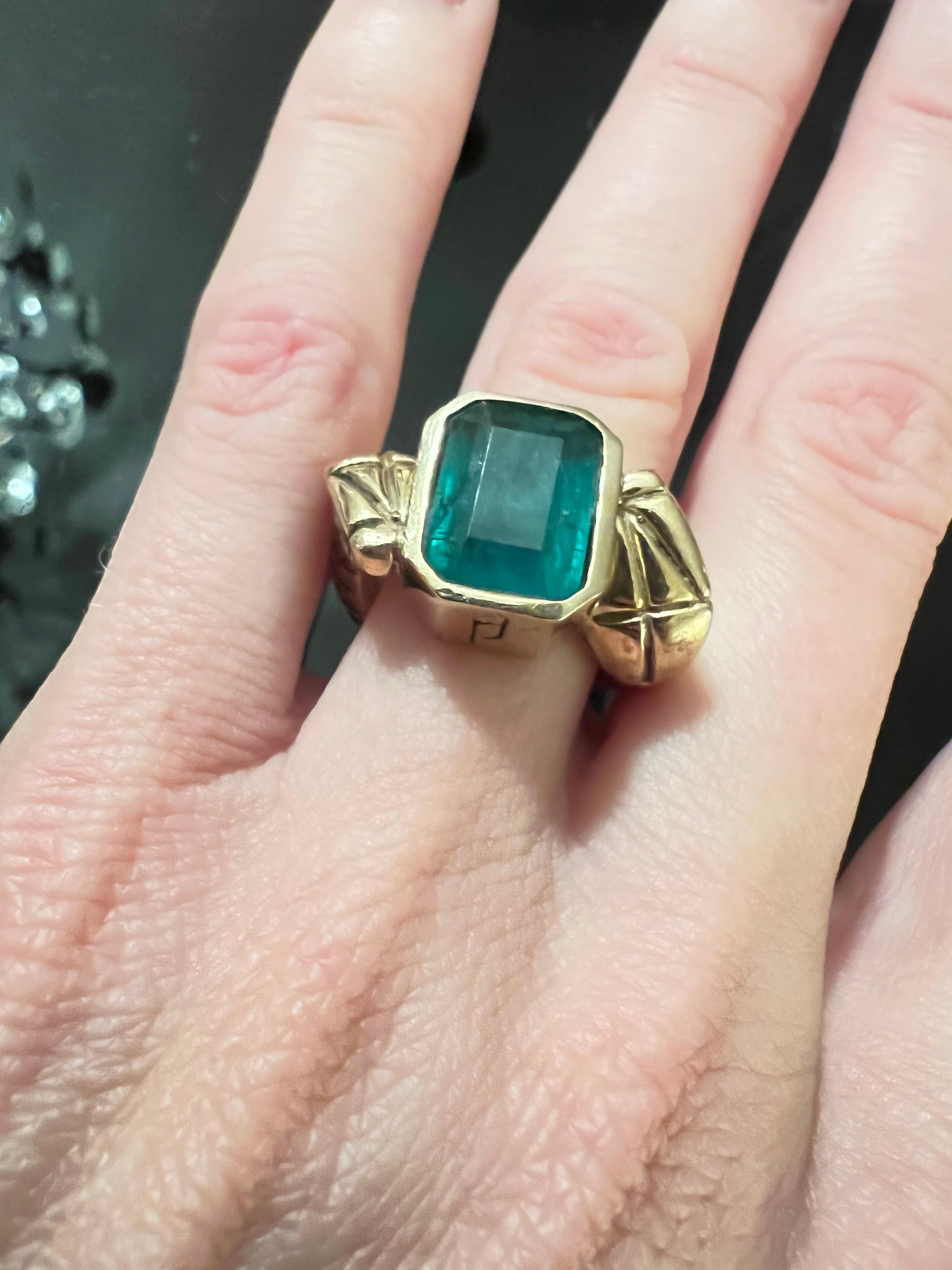 Smaragd Baguette Schlangenring Gold im Angebot 5