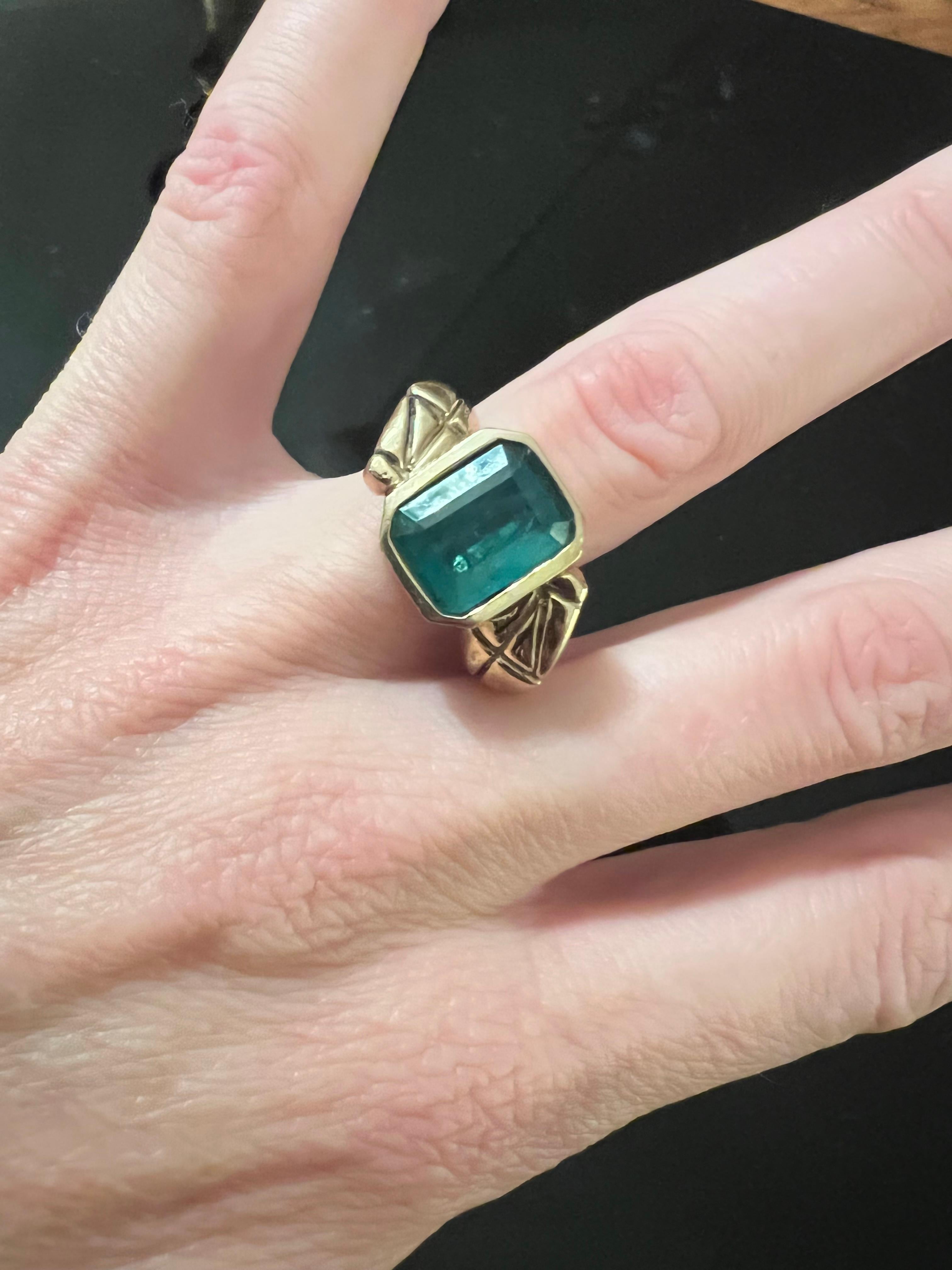 Smaragd Baguette Schlangenring Gold im Angebot 6