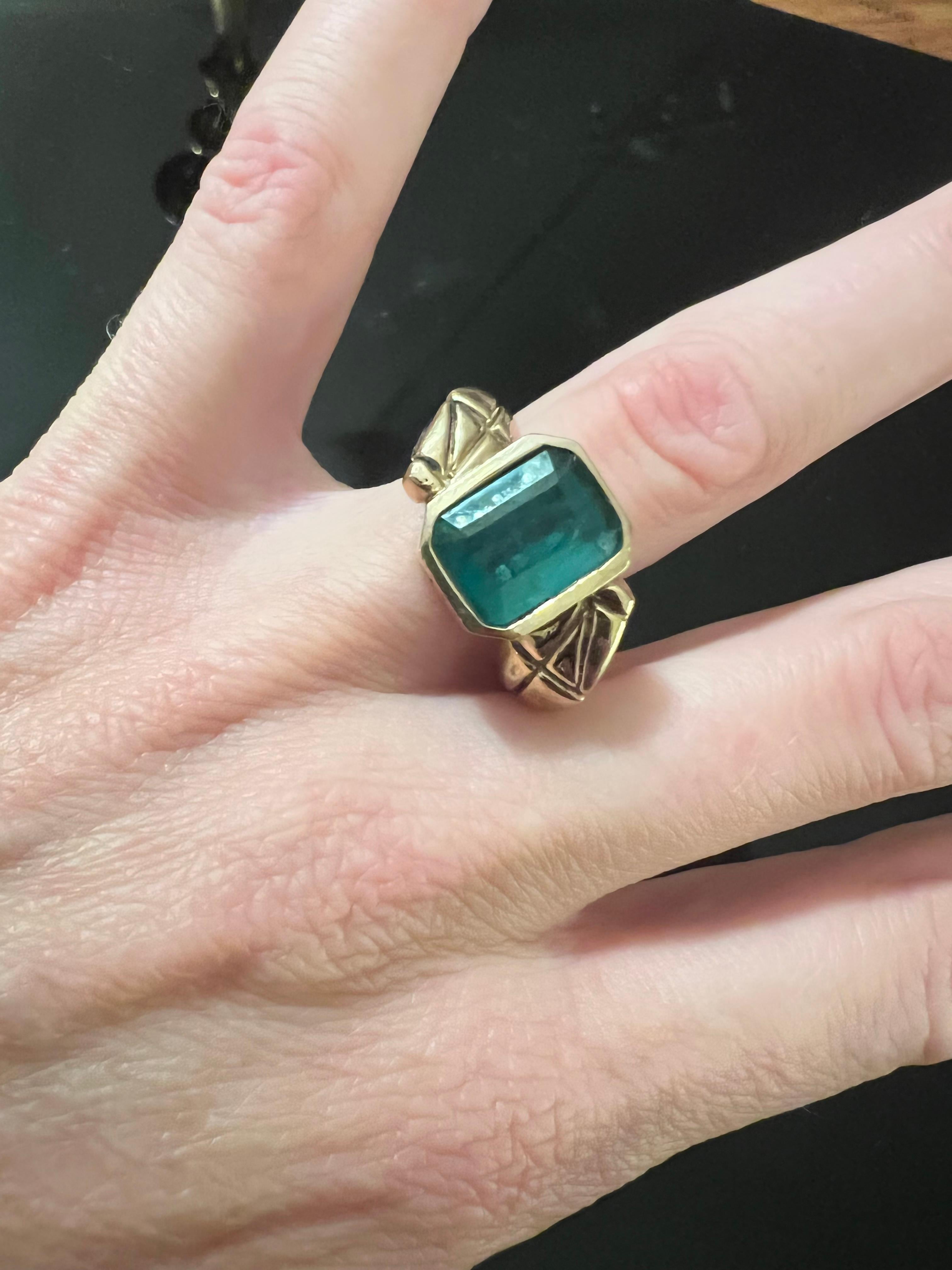 Smaragd Baguette Schlangenring Gold im Angebot 7