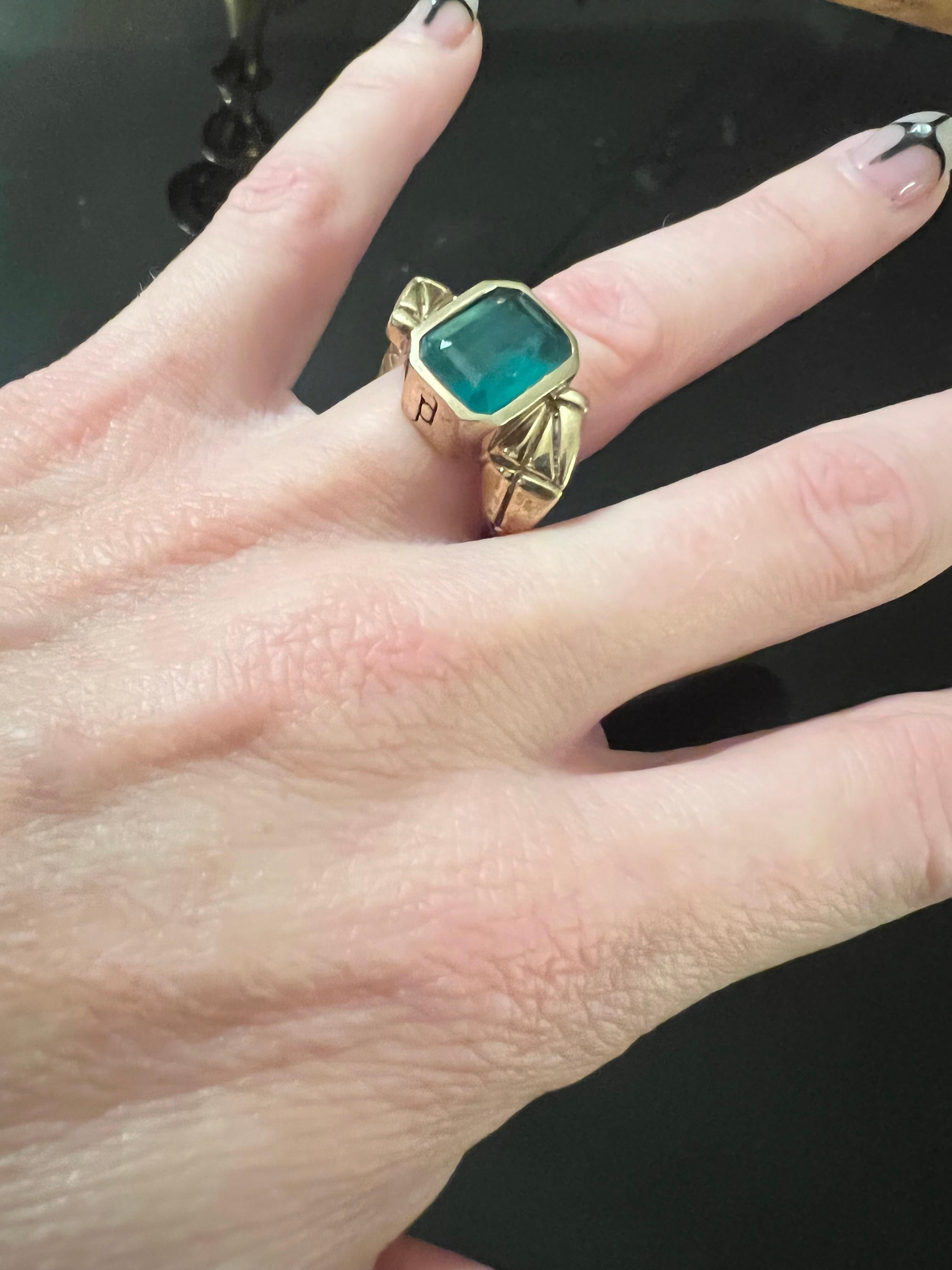 Smaragd Baguette Schlangenring Gold im Angebot 8