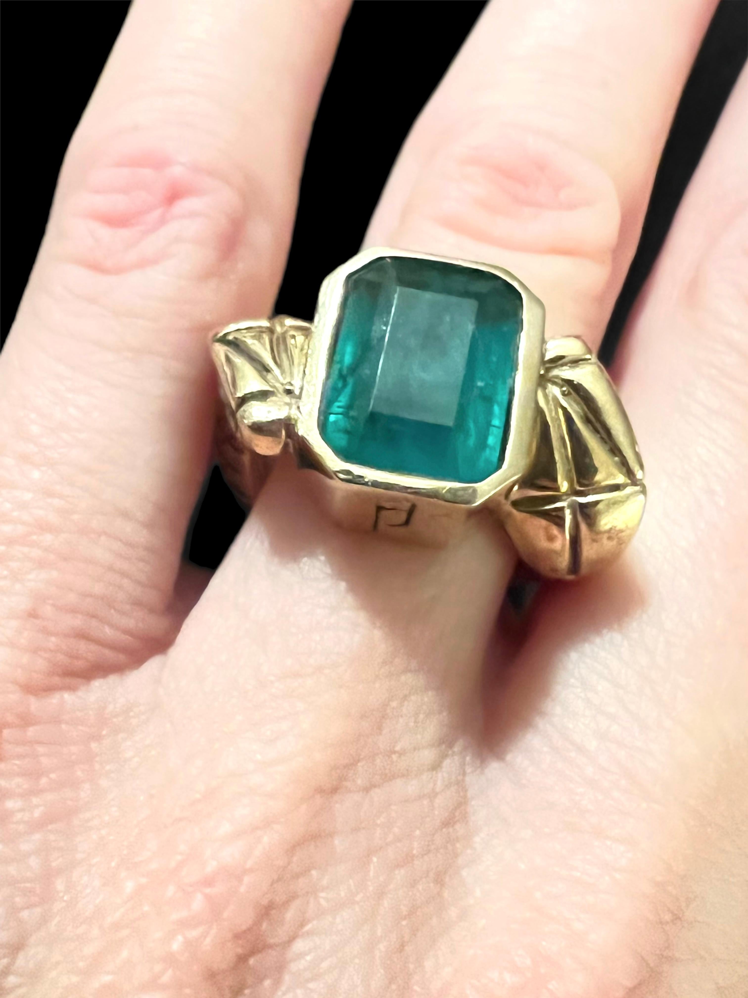 Smaragd Baguette Schlangenring Gold im Angebot 10