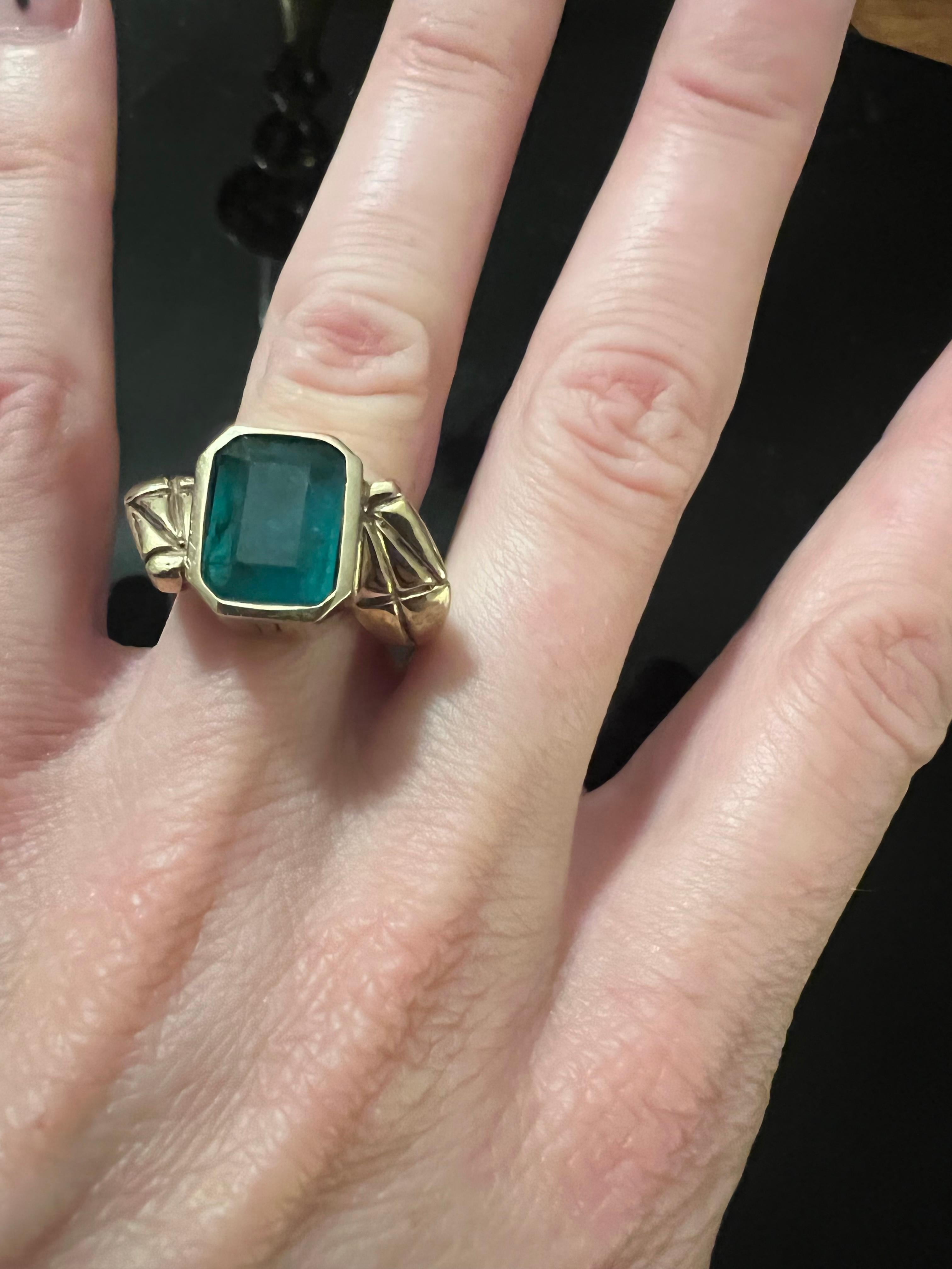 Smaragd Baguette Schlangenring Gold im Angebot 3