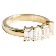 Emerald Band 14K White Gold Classic Charm High Jewellery