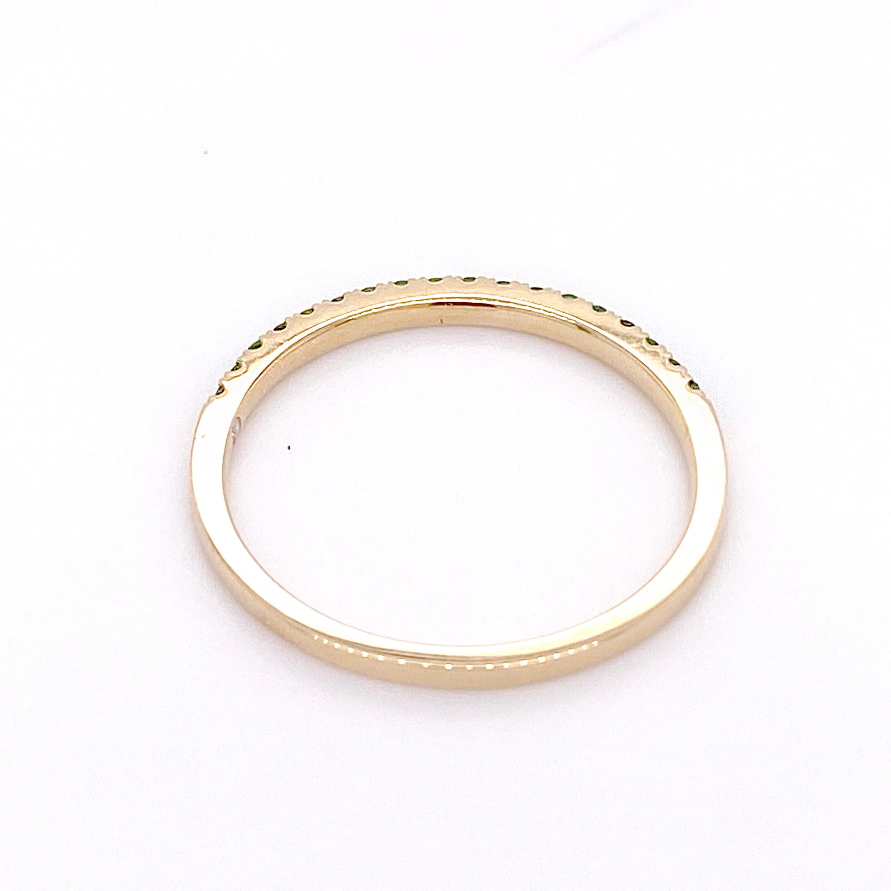 Contemporary Emerald Band with Hidden Diamond Ring, Yellow Gold For Sale
