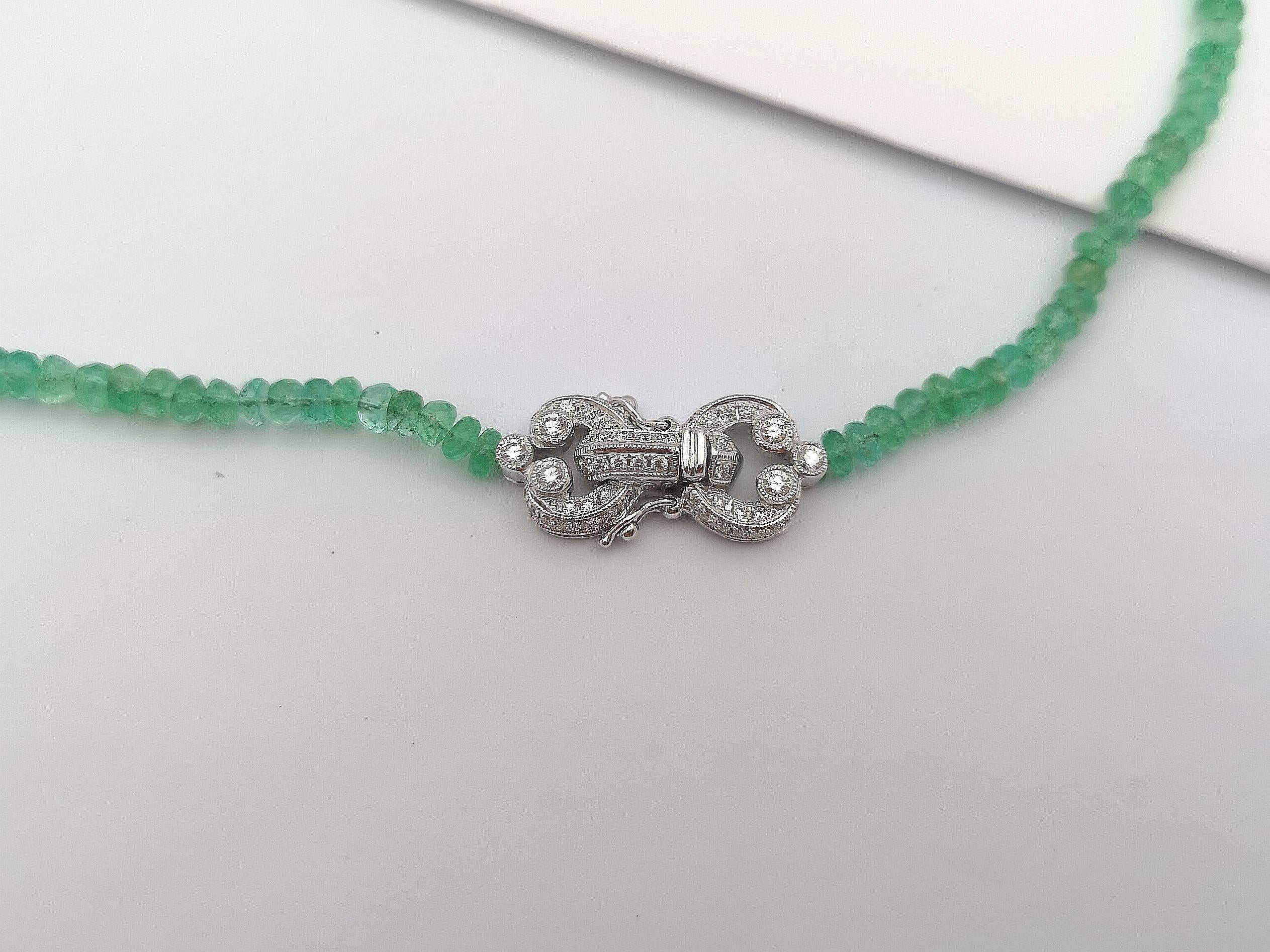 Emerald Beads, Ruby with Diamond Necklace Set in 18 Karat White Gold Settings For Sale 7
