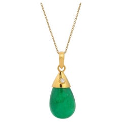 Emerald Bean Diamond Gold Pendant