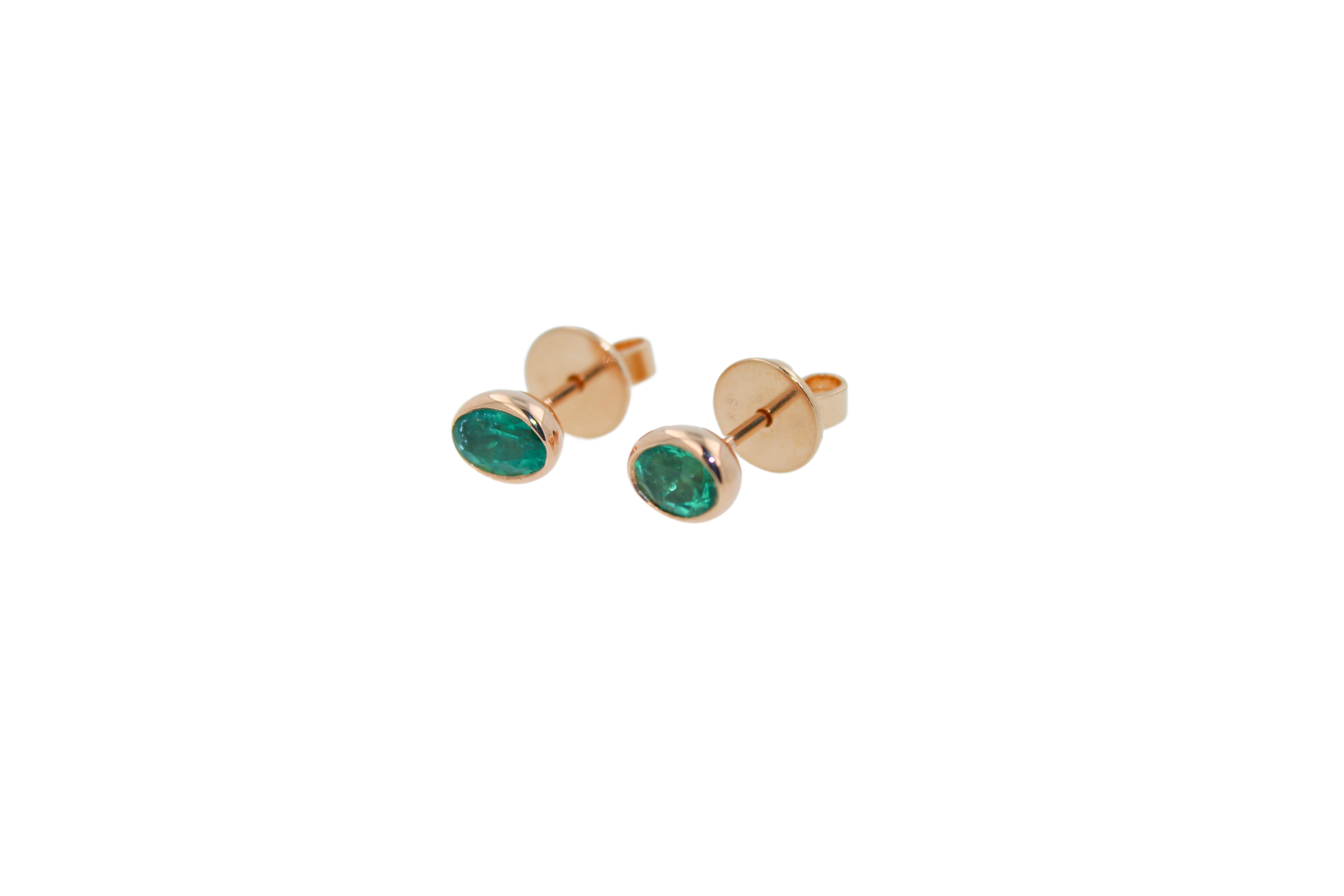 Modern Emerald Bezel Earrings For Sale