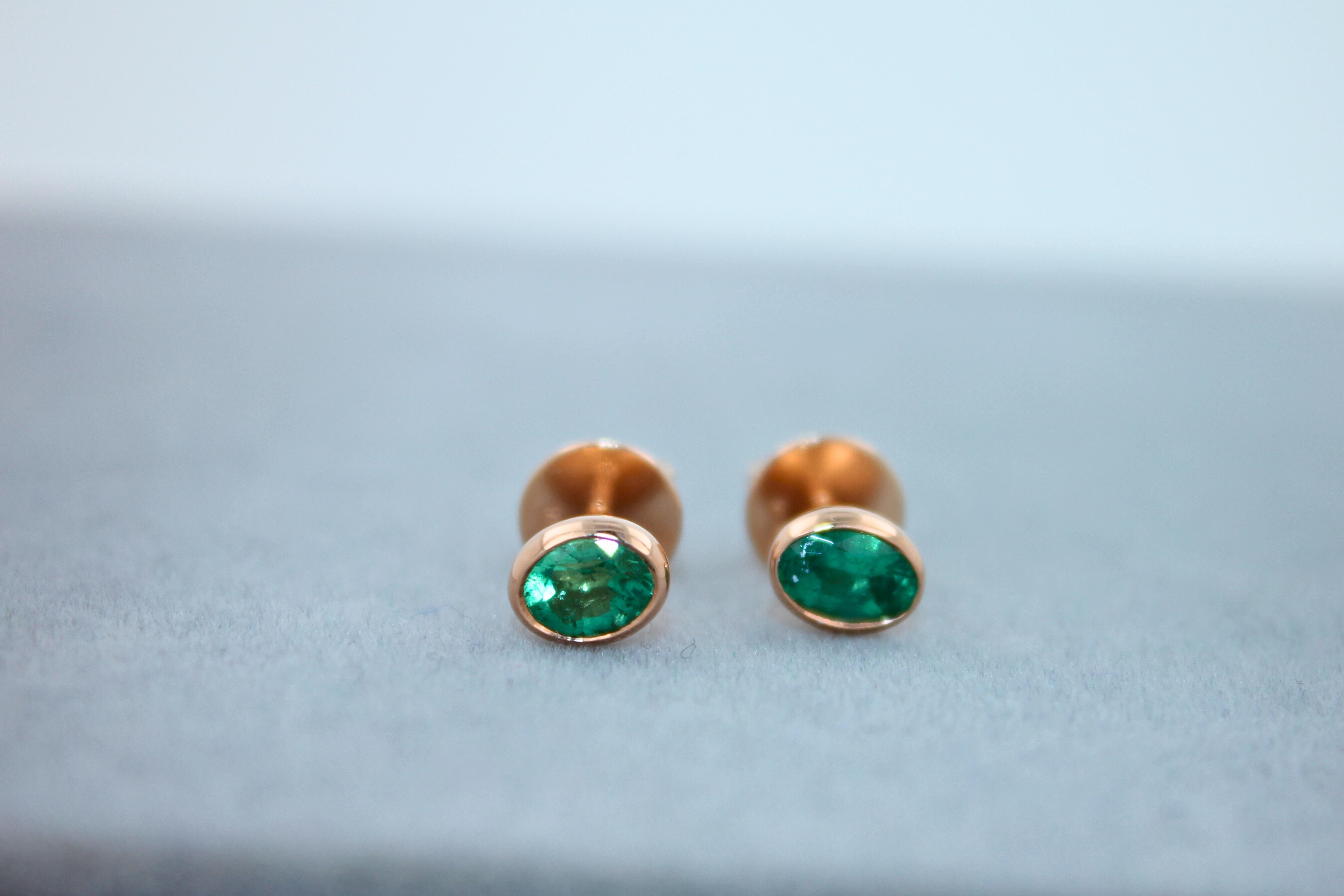 Emerald Bezel Earrings For Sale 2
