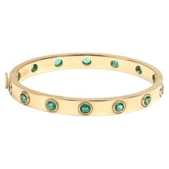 Esmeralda engastada en bisel Pulsera de oro amarillo de 14K (a medida)