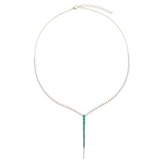 Emerald Black Diamond 14K (or 18k upon request) Gold Lariat Necklace