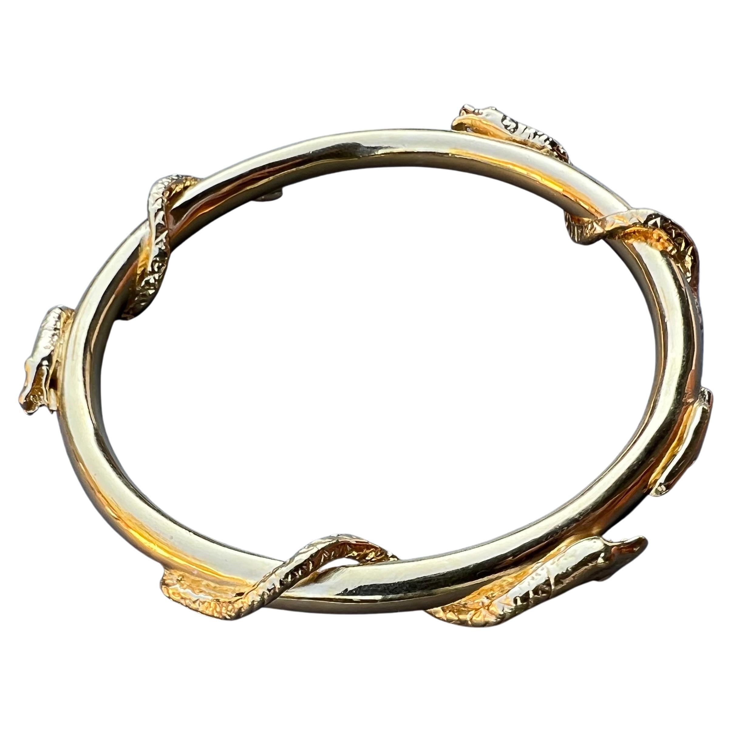 Emerald Black Diamond White Diamond Snake Bangle For Sale 5