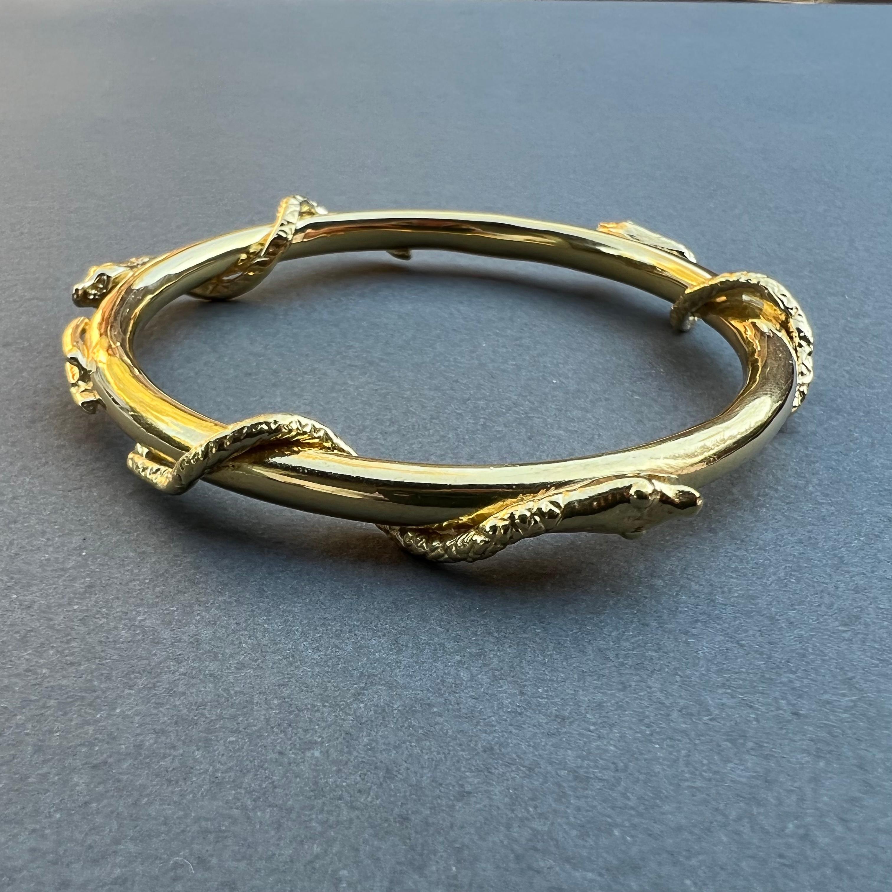 Emerald Black Diamond White Diamond Snake Bangle For Sale 6