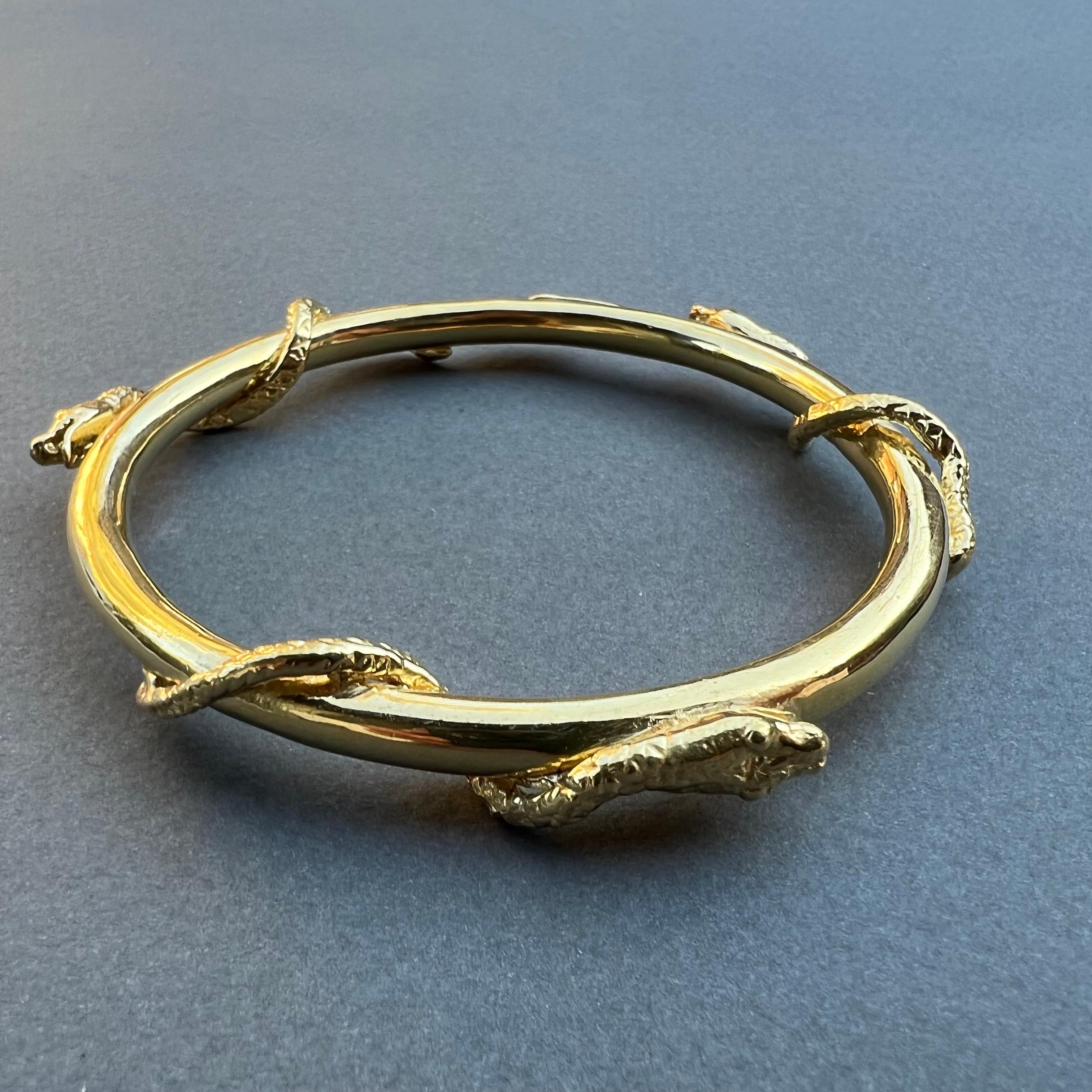 Emerald Black Diamond White Diamond Snake Bangle For Sale 7
